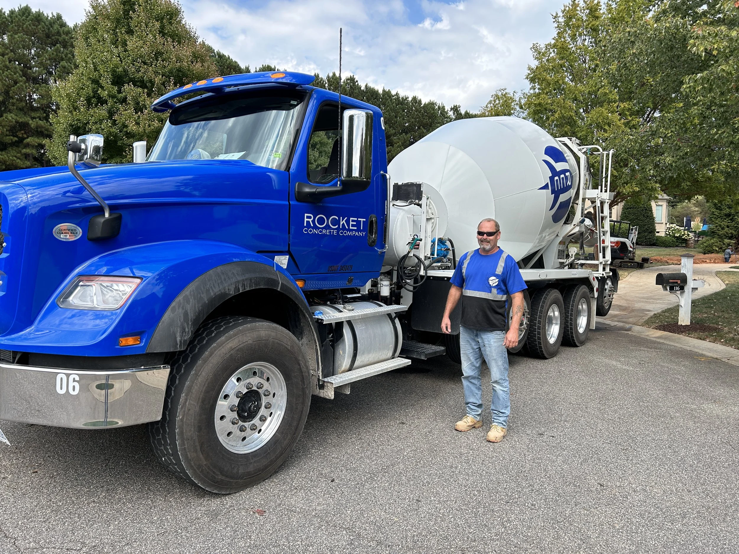 Concrete mixer truck delivering concrete in Mooresville NC