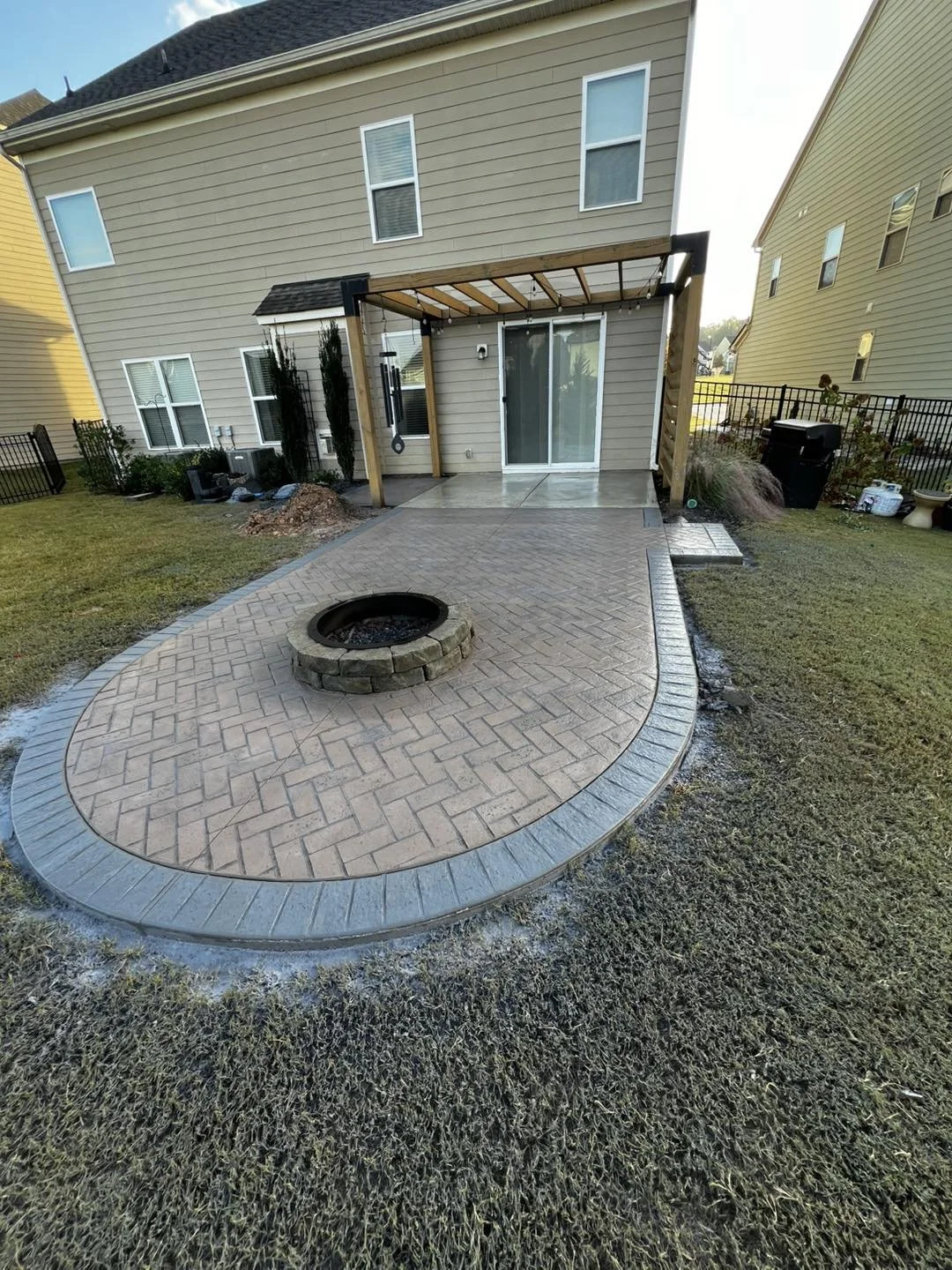 Stamped concrete patio extension in Huntersville NC