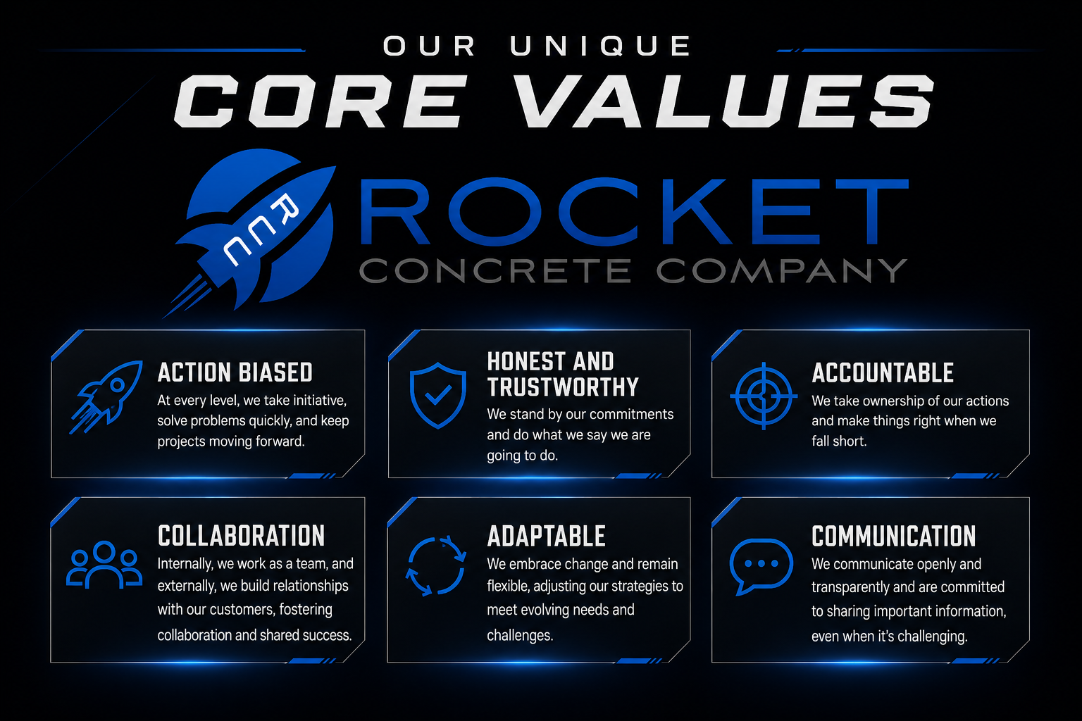 Rocket Concrete Unique Core Values