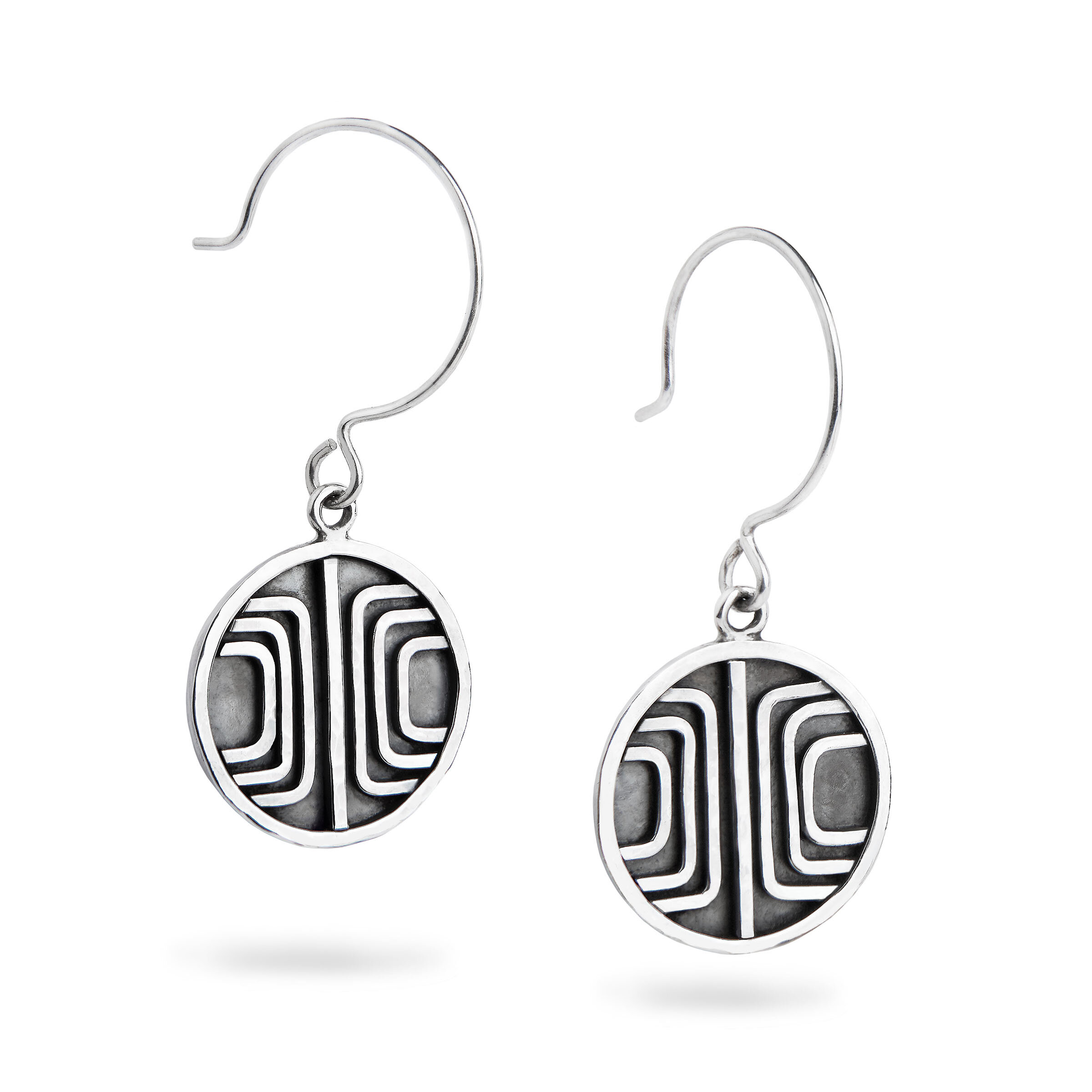 Hand fabricated silver earrings made in San Francisco by Denise Heffernan