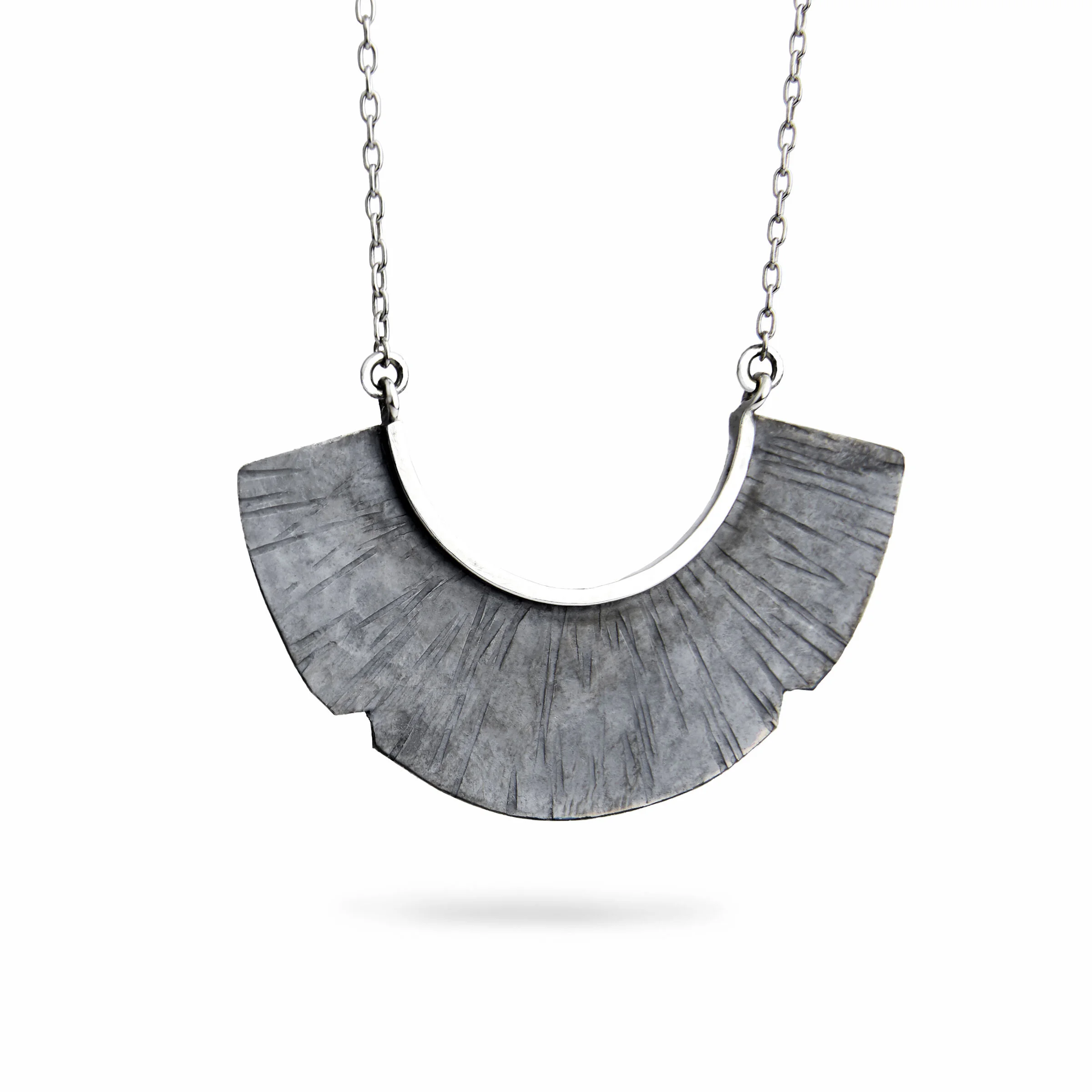 Hand fabricated silver necklace made in San Francisco by Denise Heffernan