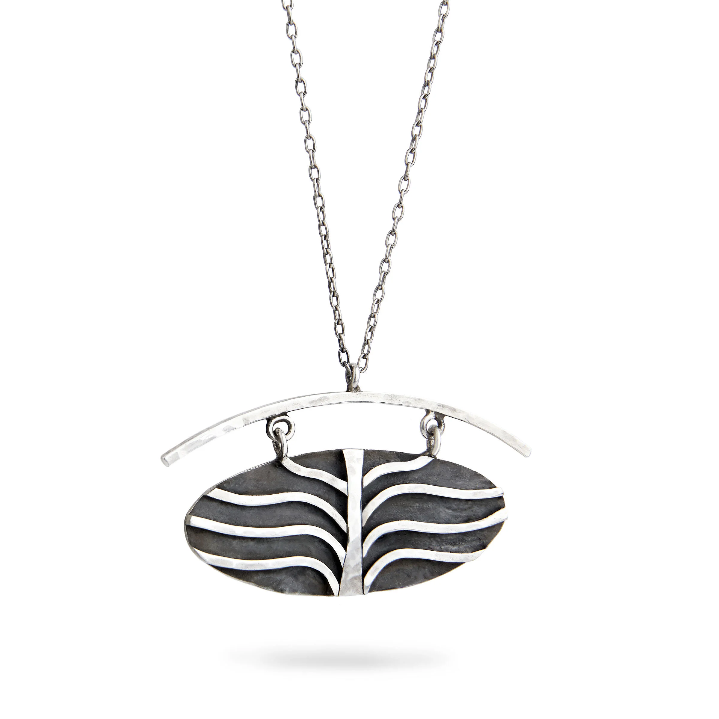 Hand fabricated silver necklace made in San Francisco by Denise Heffernan