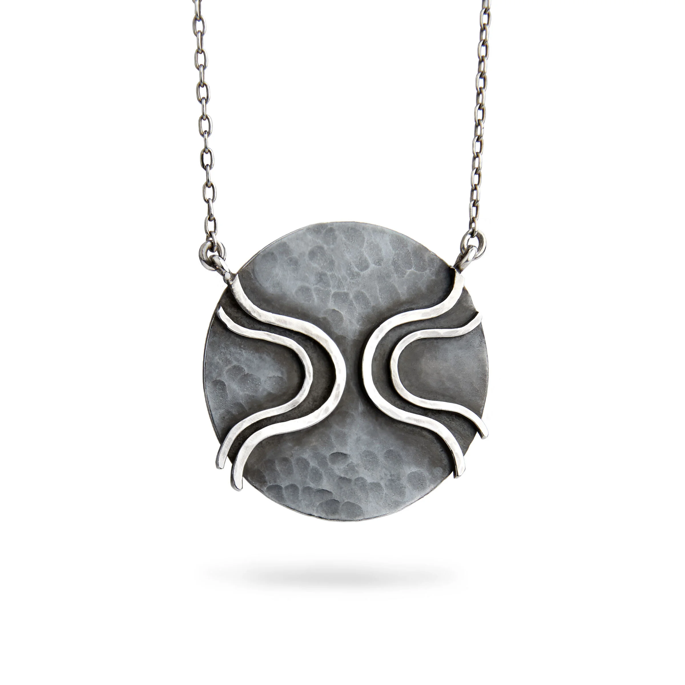 Hand fabricated silver necklace made in San Francisco by Denise Heffernan