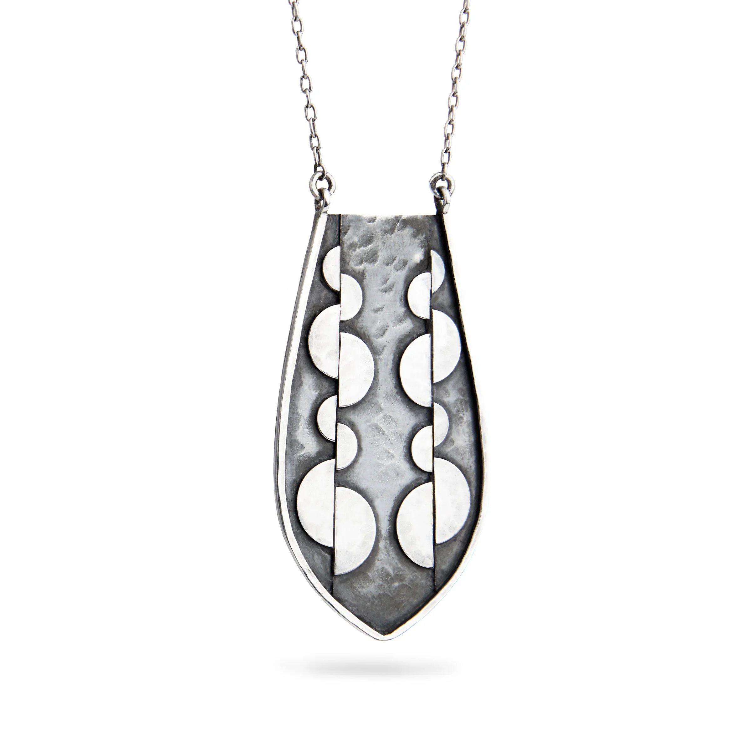 Hand fabricated silver necklace made in San Francisco by Denise Heffernan