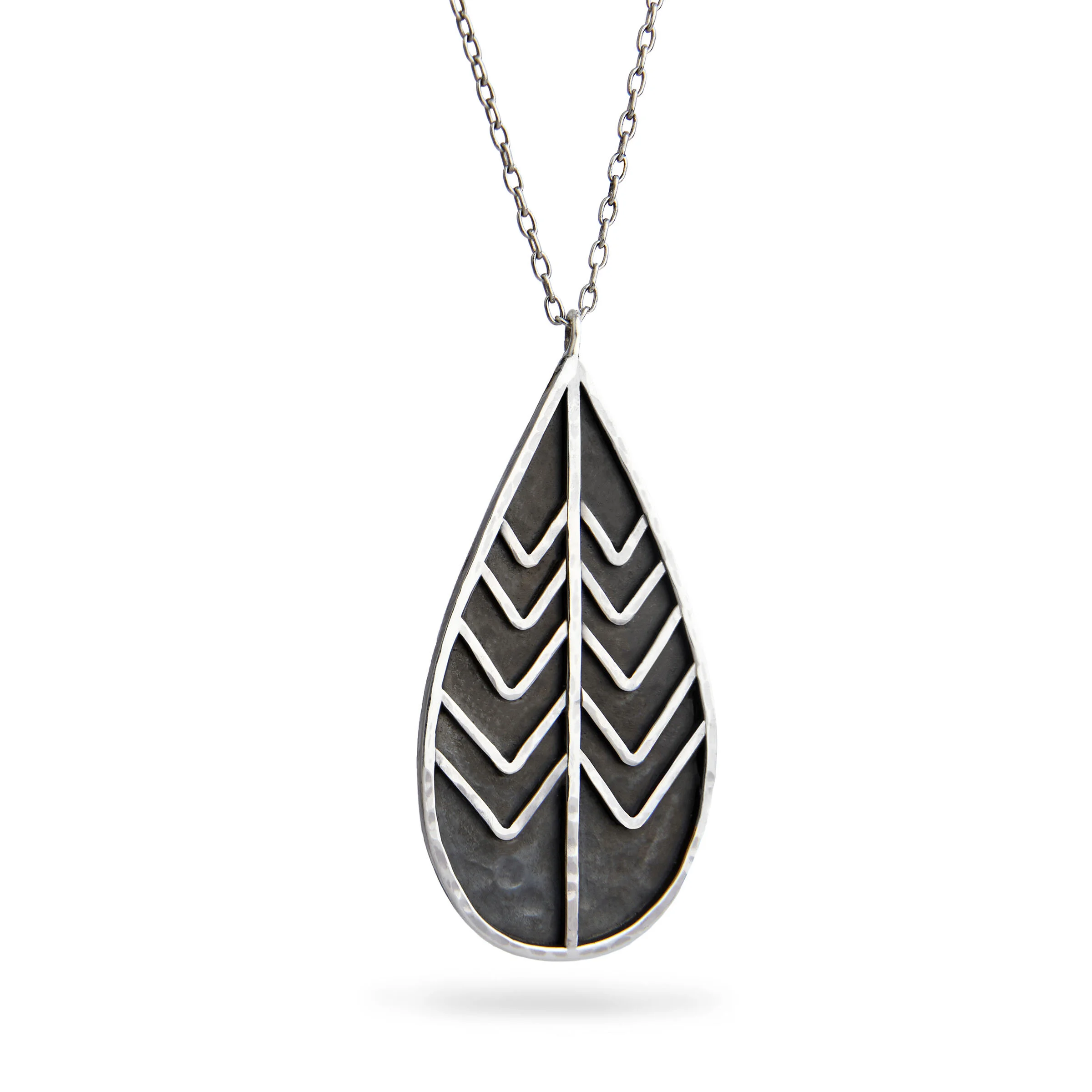 Hand fabricated silver necklace made in San Francisco by Denise Heffernan