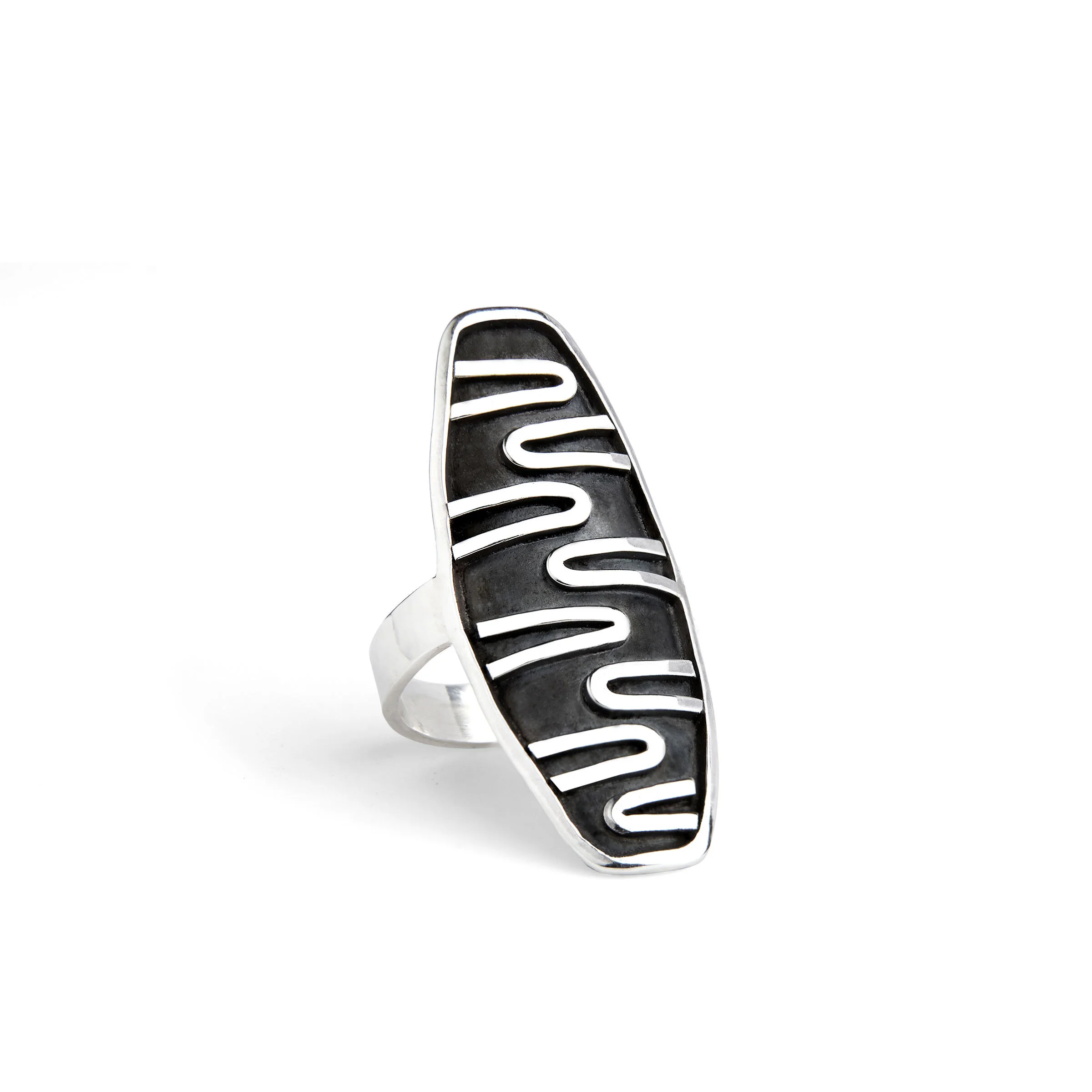 Hand fabricated silver ring made in San Francisco by Denise Heffernan