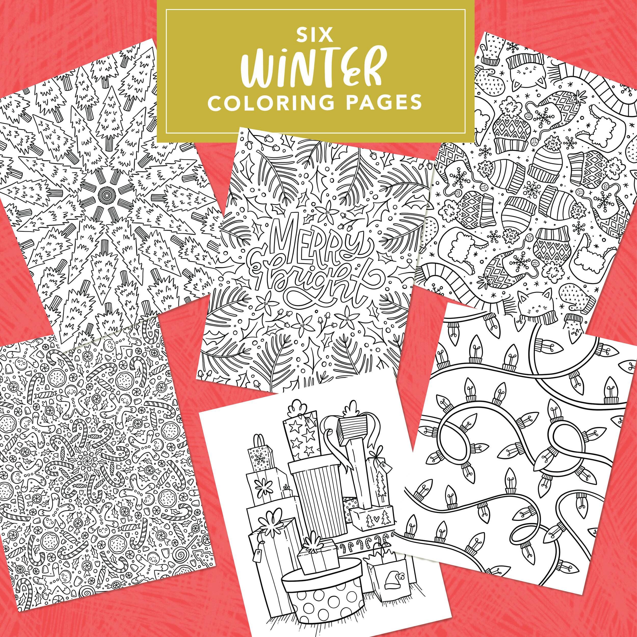 6 Winter Digital Coloring Pages