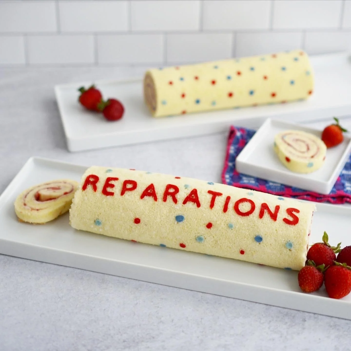 ‘Reparations’ Strawberry Swiss Roll Cake 