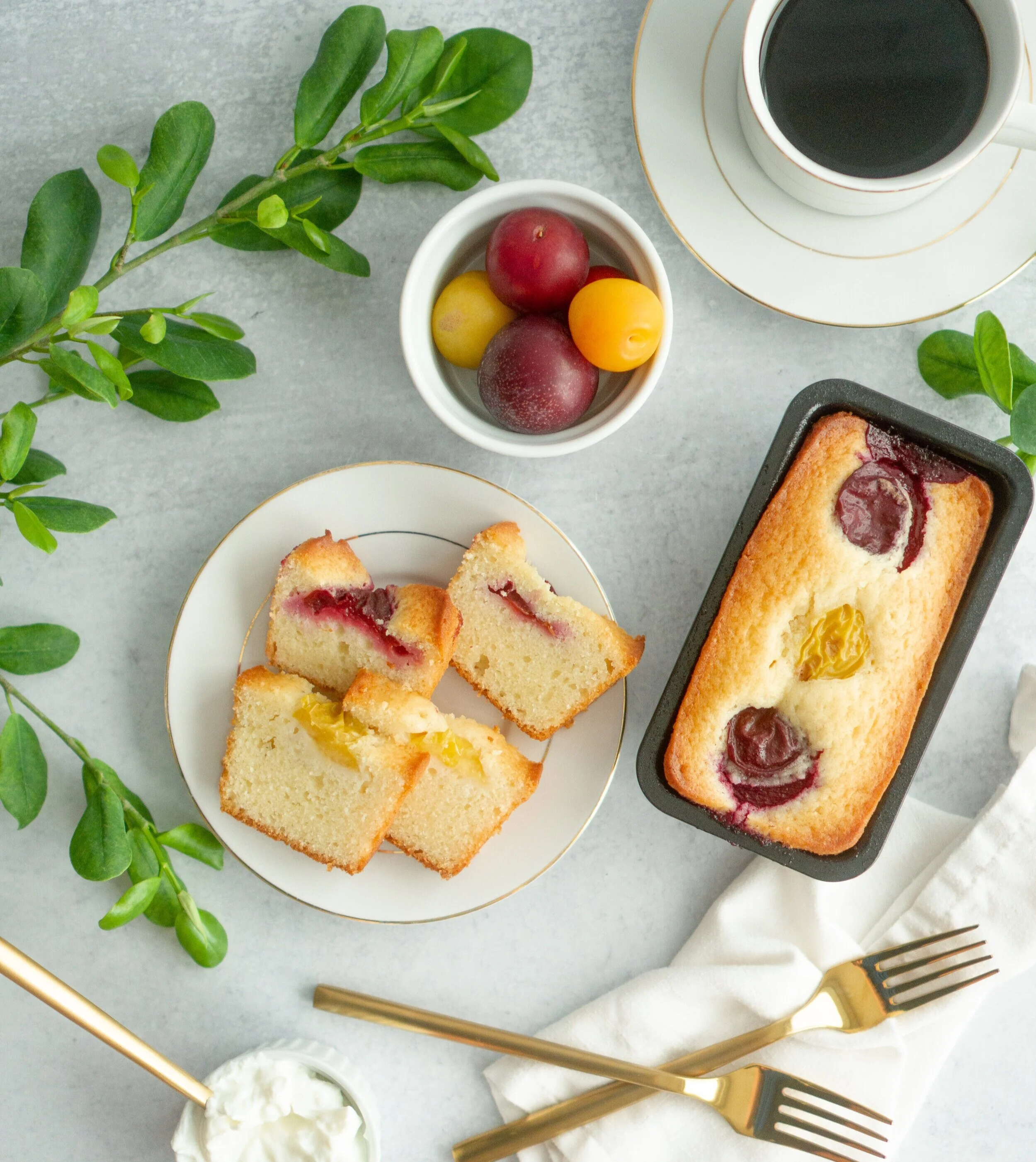 Plum and Almond Yogurt Loaf Cakes (Small Batch)