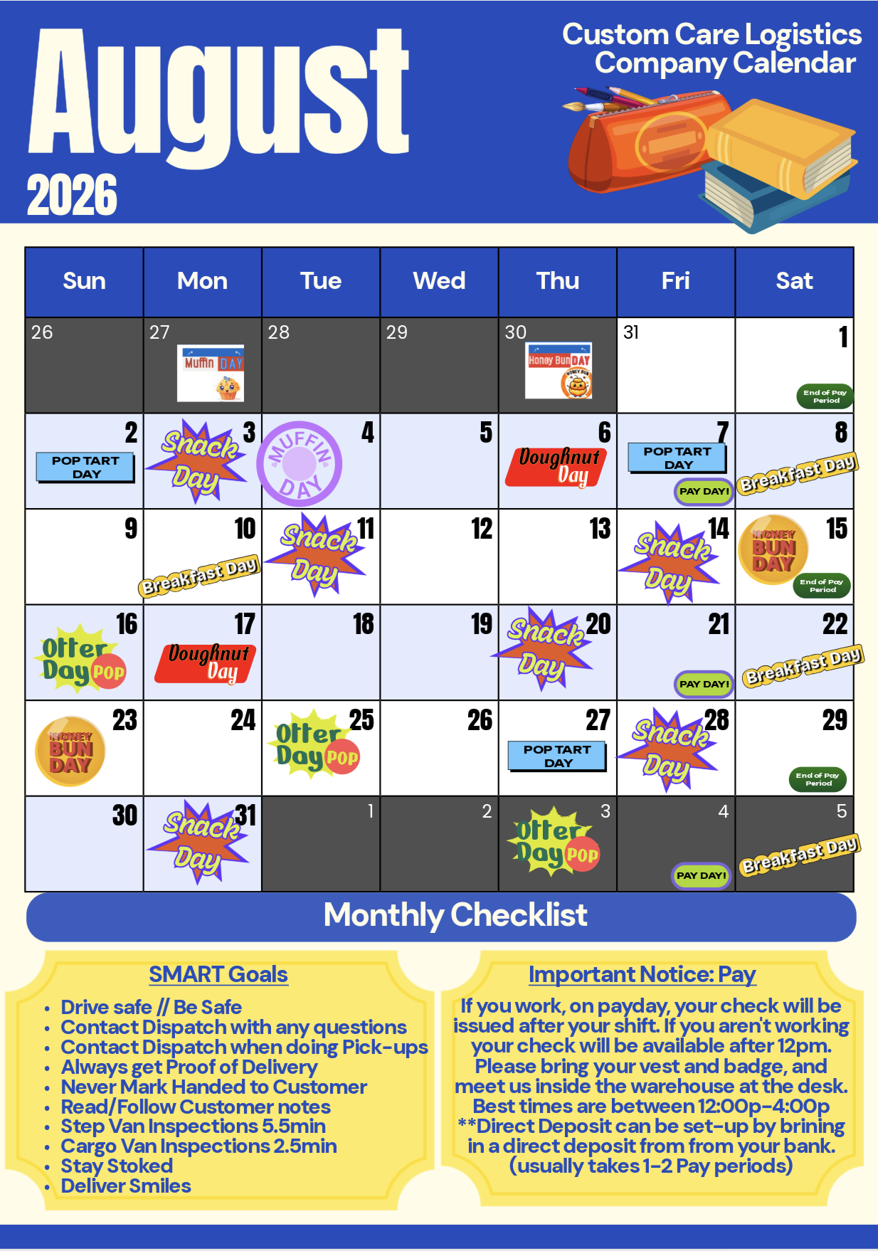 August  Company Calendar 