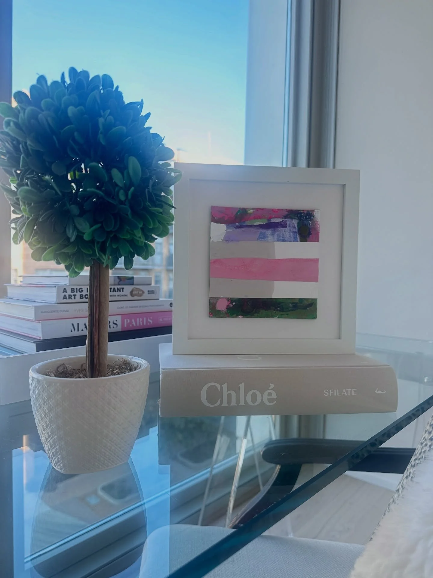 It doesn&rsquo;t happen often&hellip;

that I work small,  but I&rsquo;m getting ready for a show and there will be nine of these! 💗

They are framed in a shadow box, 6 x 6 canvas in 
8 x 8 frame with no glass. 

I chose the theme &ldquo;Ivy League&