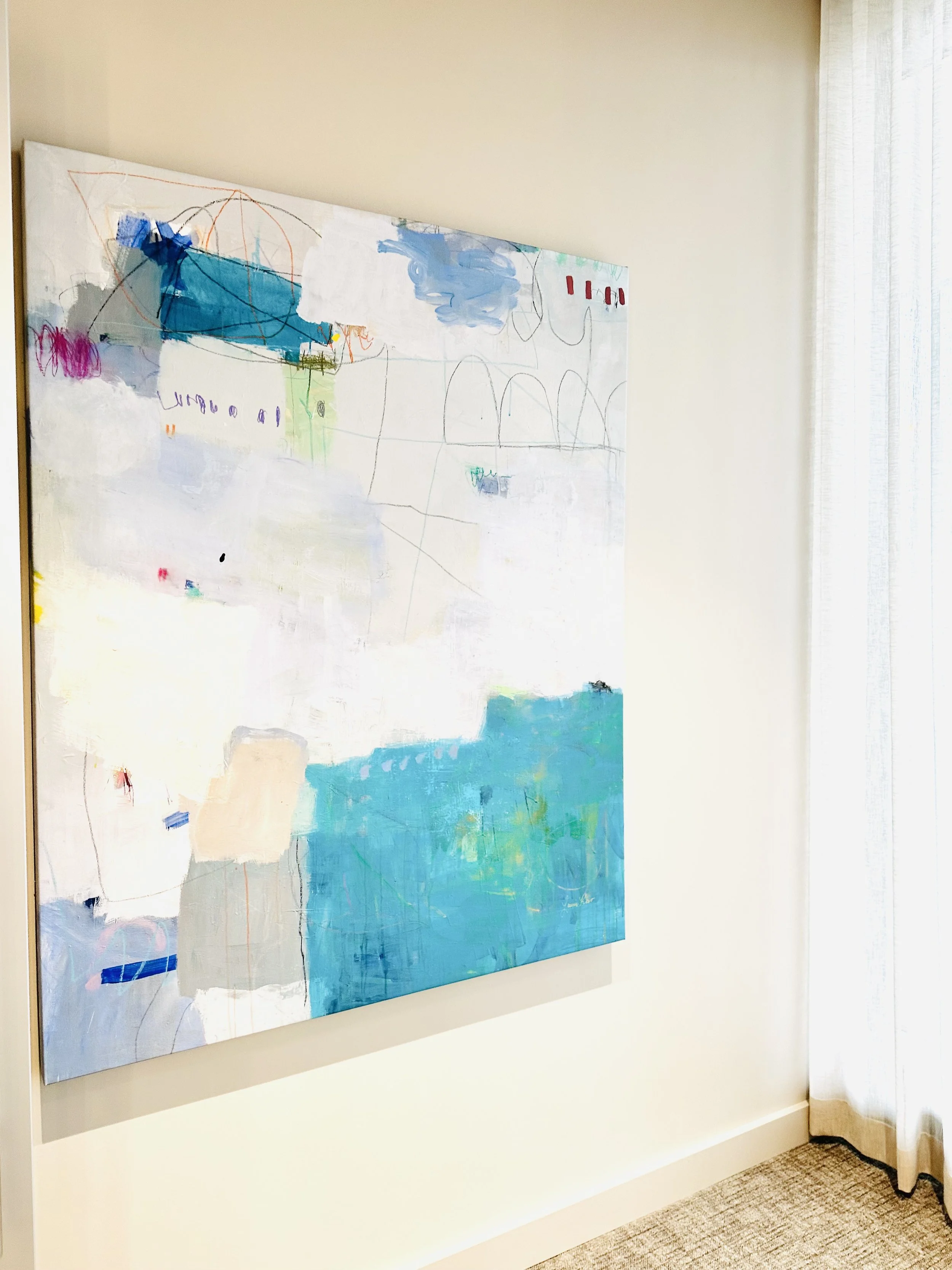   Where the Sea Meets the Sky  2023 Mixed media on canvas 50×60 inches 