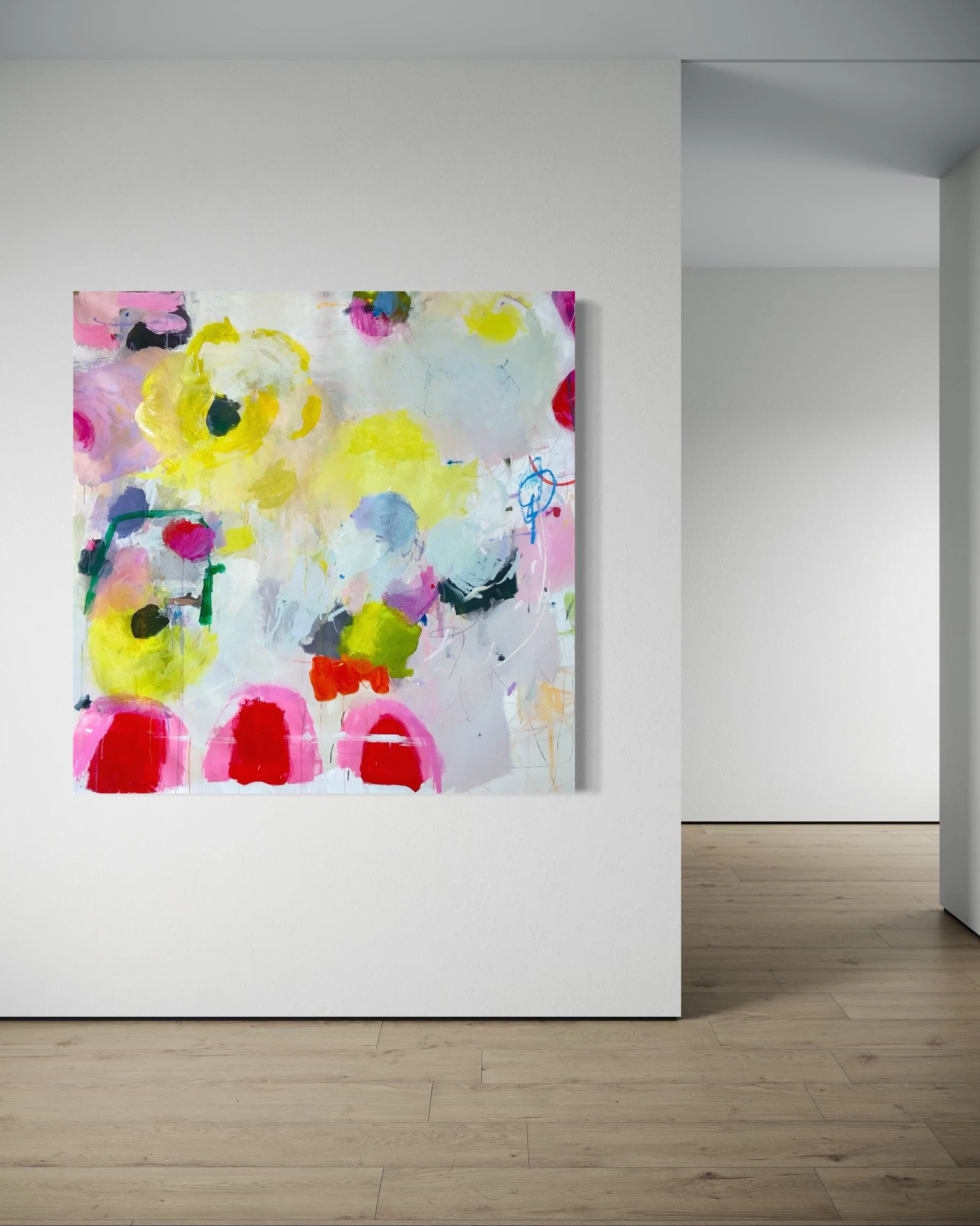   Sunshine and Rainbows  2025 Mixed media on canvas 50x60 inches 