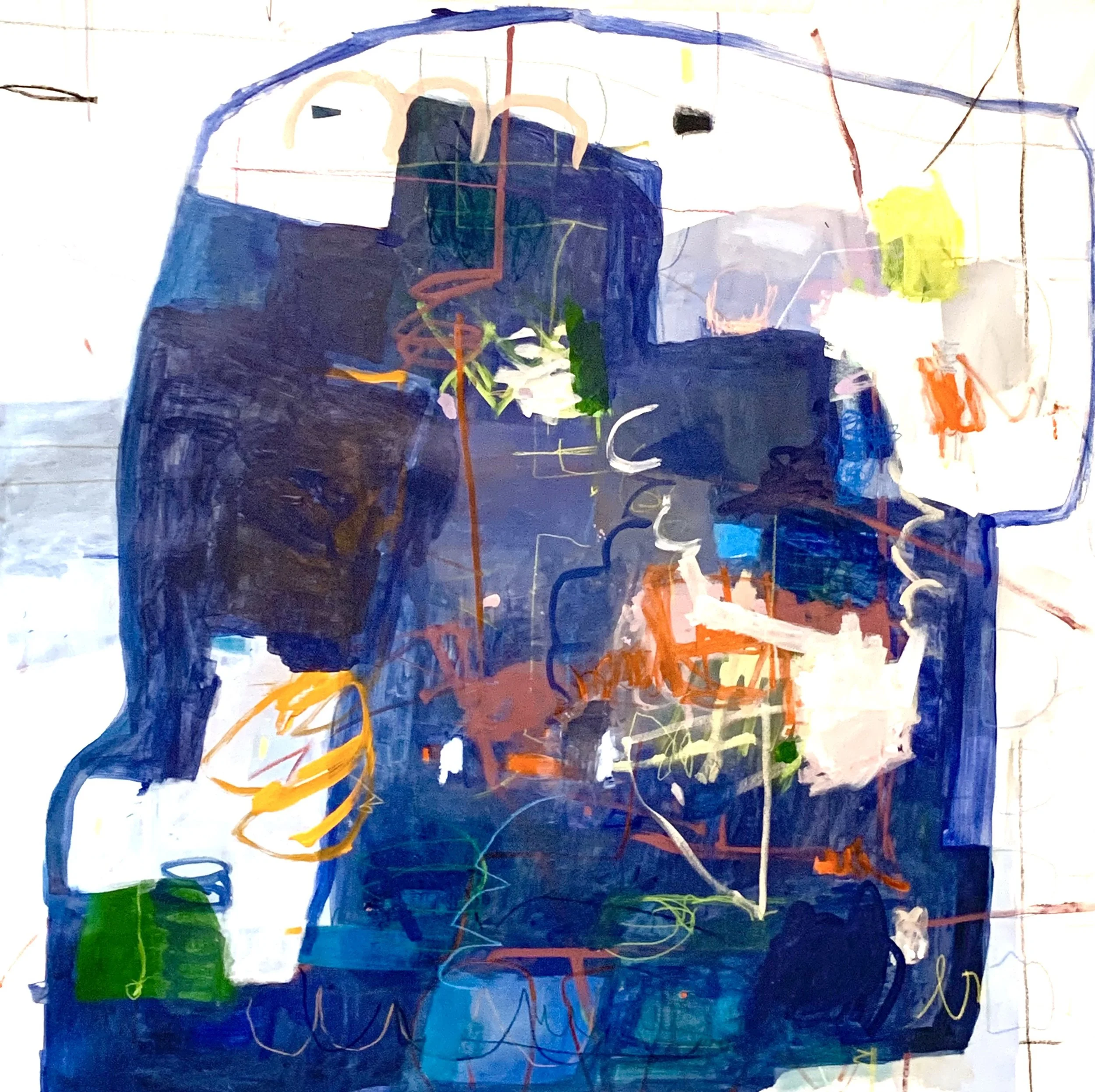   Quiet Frenzy  2023 Mixed media on canvas 60×60 Inches 