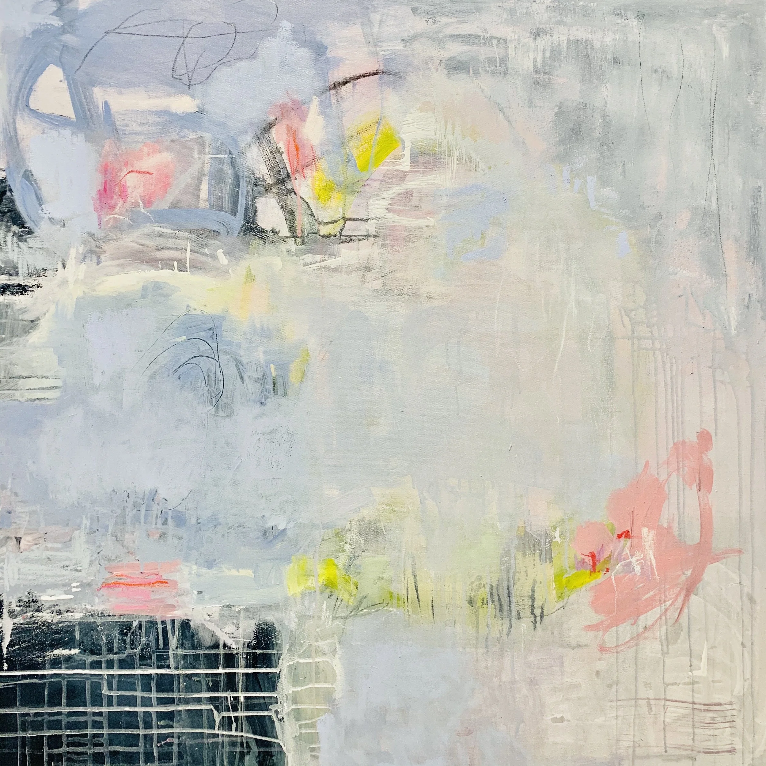   In a Daydream  2023 Mixed media on canvas 36×36 inches 