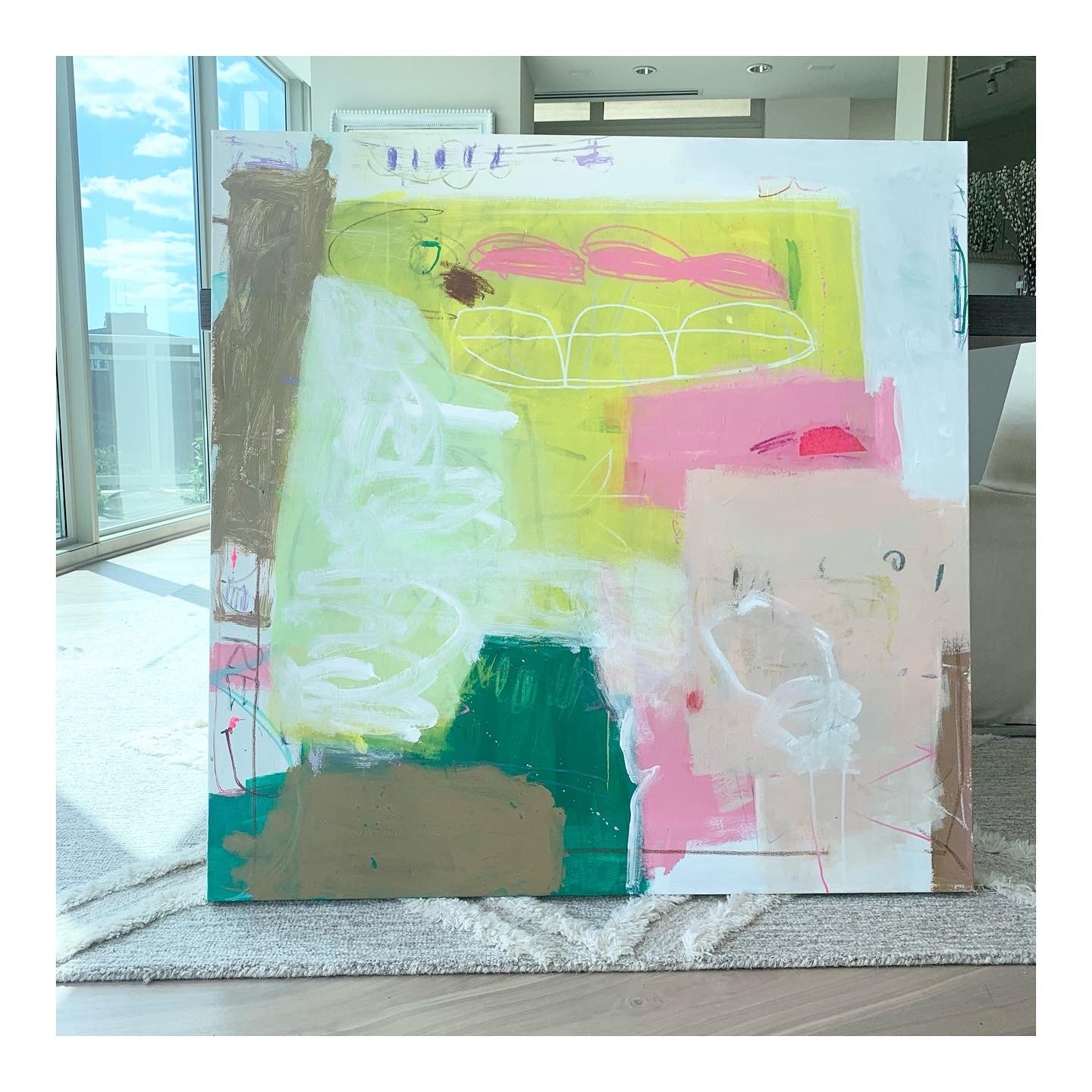   No Crime in Lime  2024 Mixed media on canvas 36×36 inches 