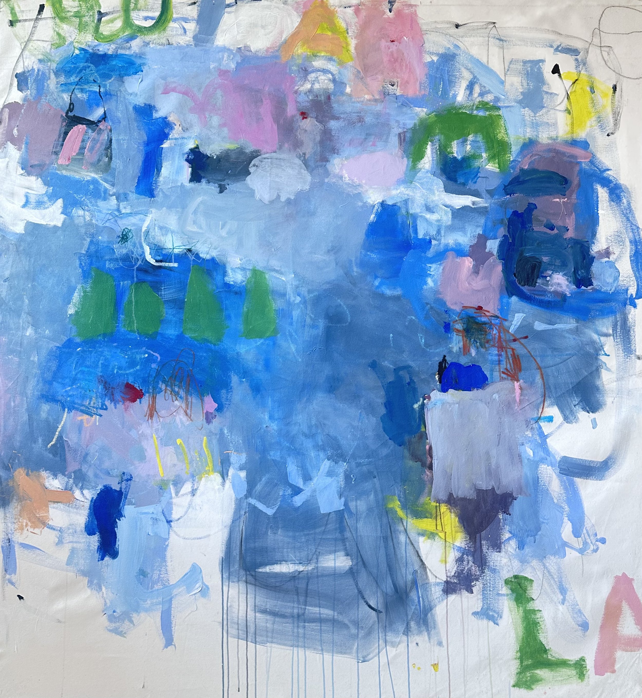   LA Pool Party  Mixed media on canvas 50×60 inches 