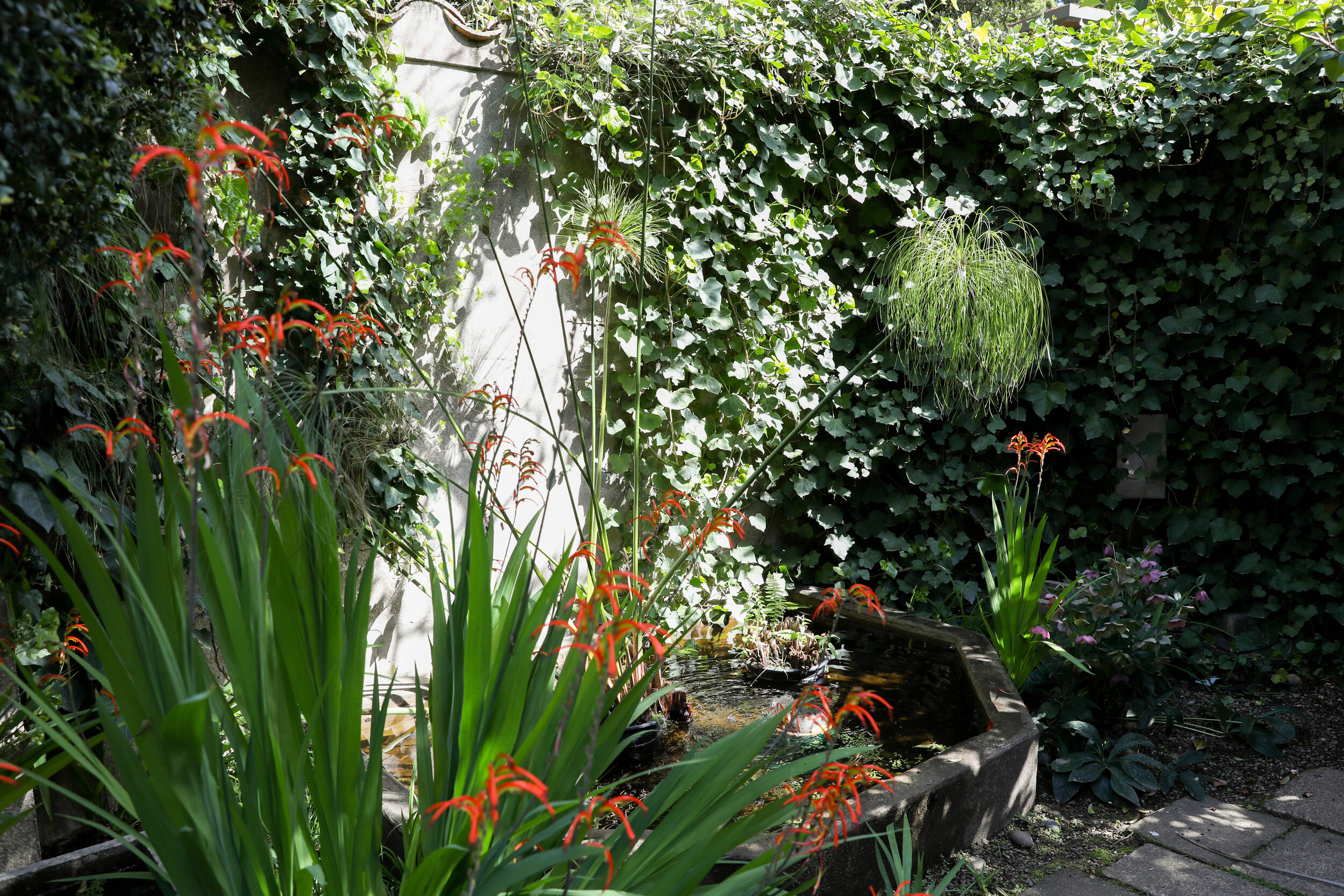 Fountain in the courtyard at Villa Maybeck