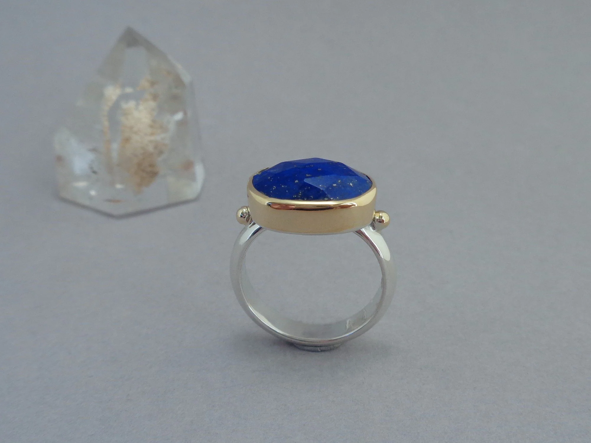 gold and silver ring with rose cut lapis x.jpg