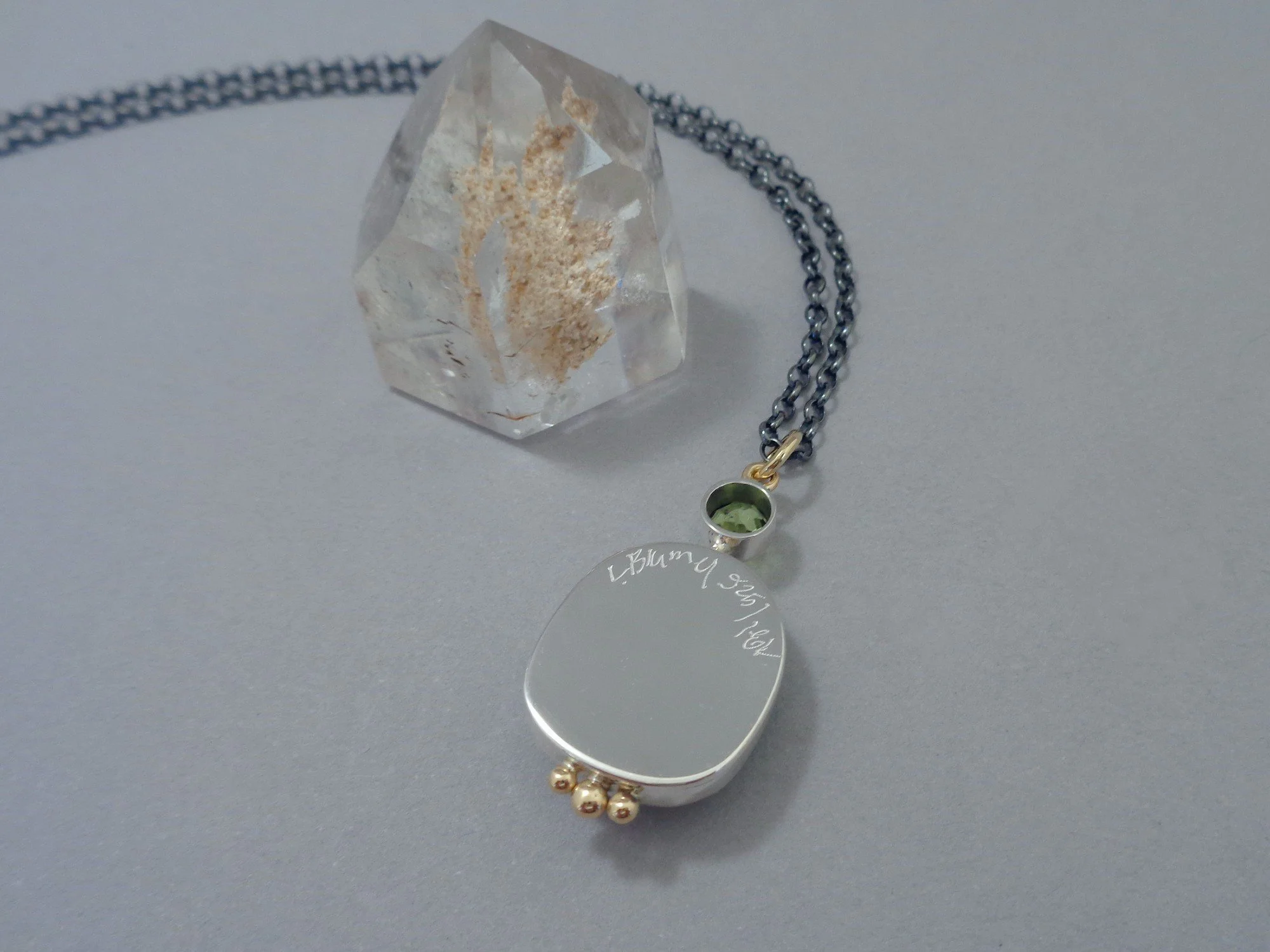 18k and sterling pendant with turquoise x.jpg