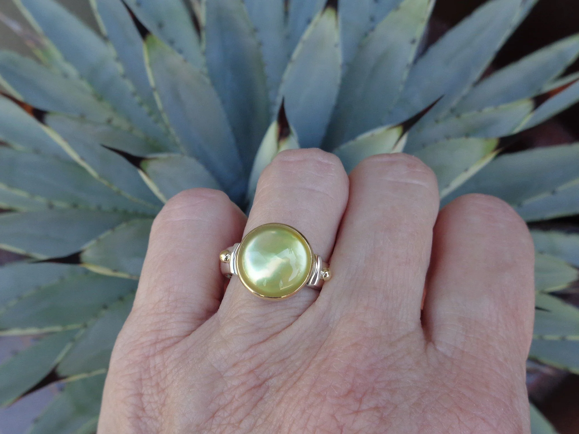 mixed metals ring with lemon quartz doublet x.jpg