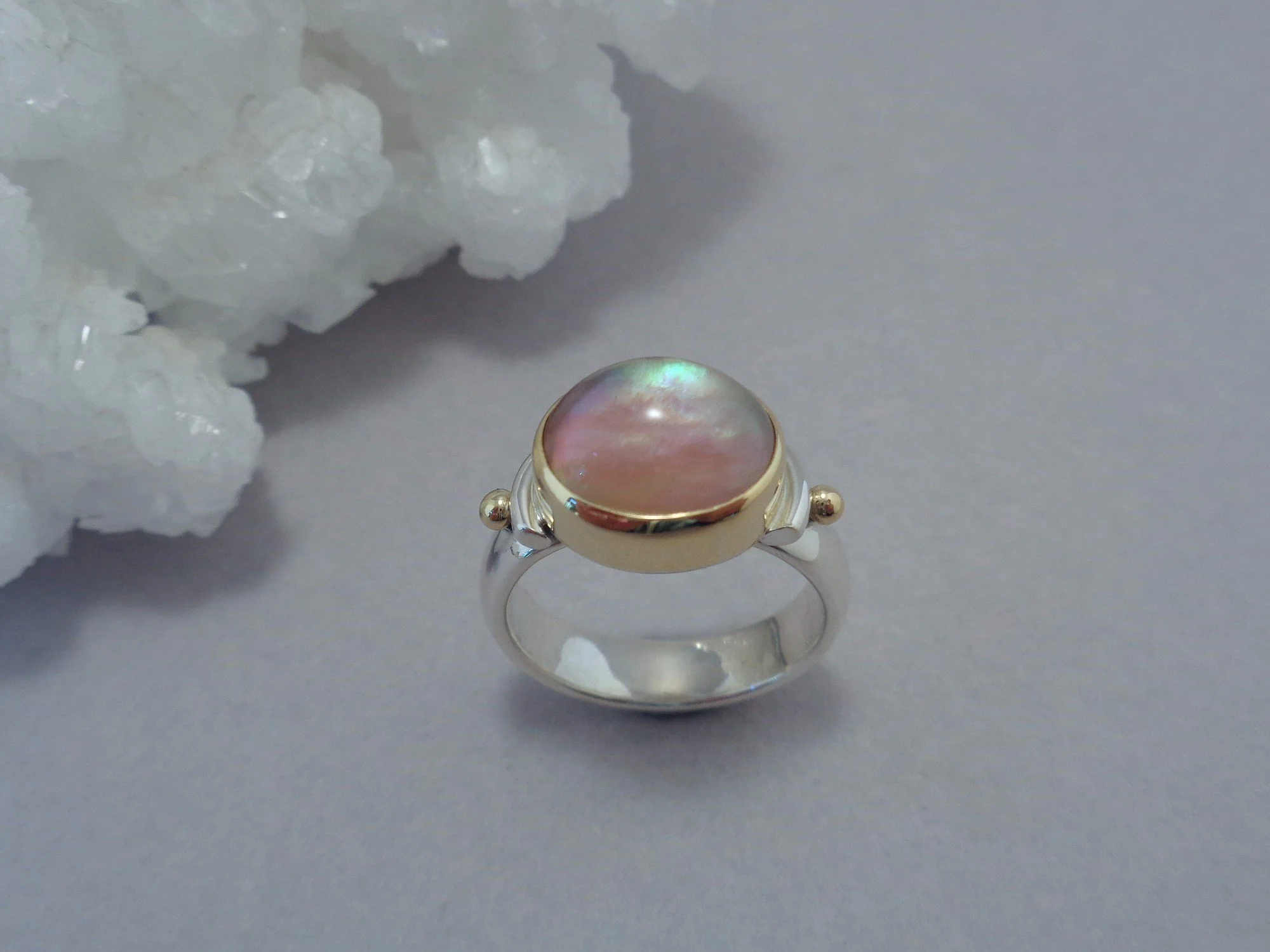 18k and silver ring with brown MOP x.jpg