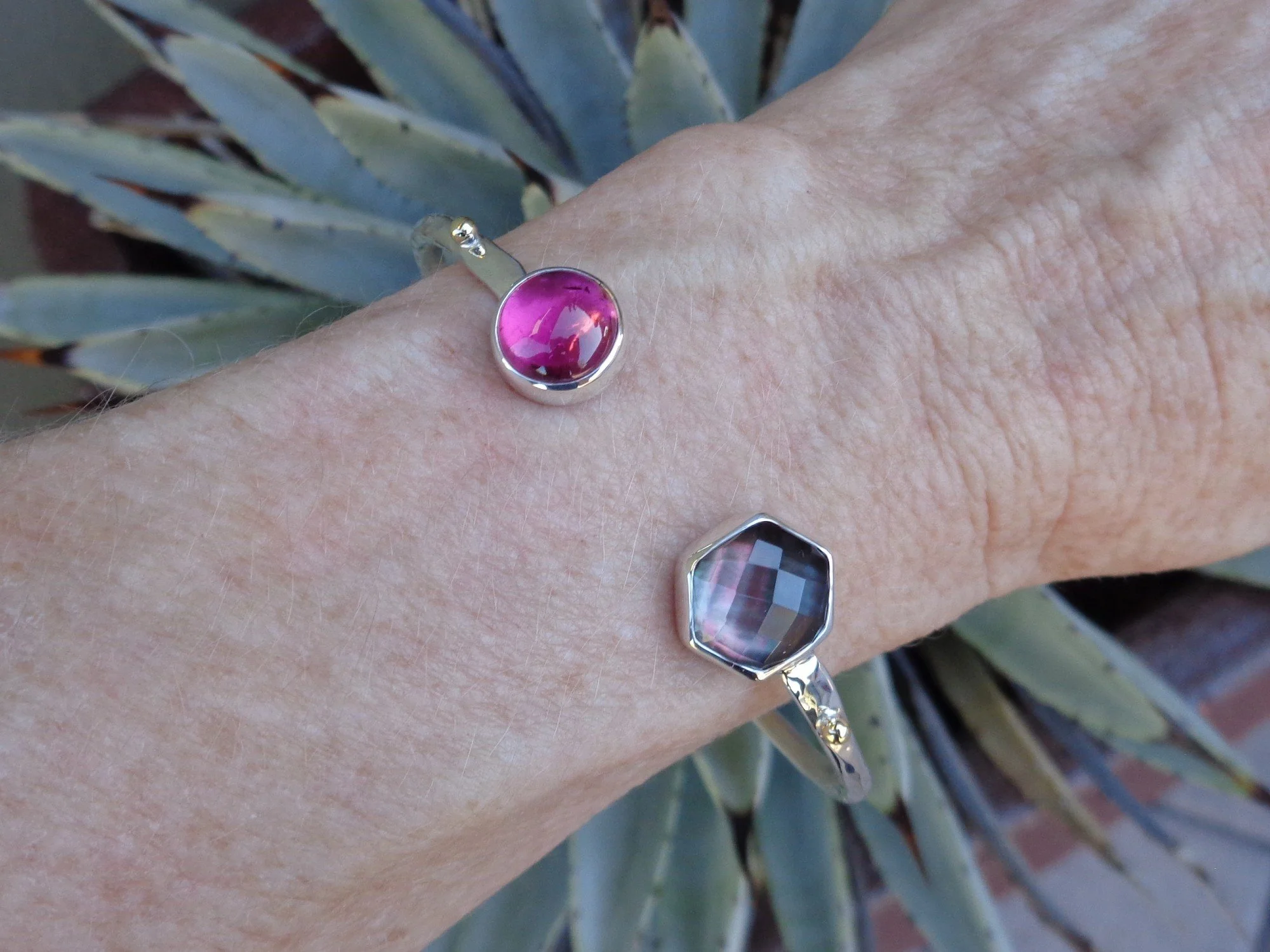 brown mother of pearl and pink tourmaline bracelet x.jpg