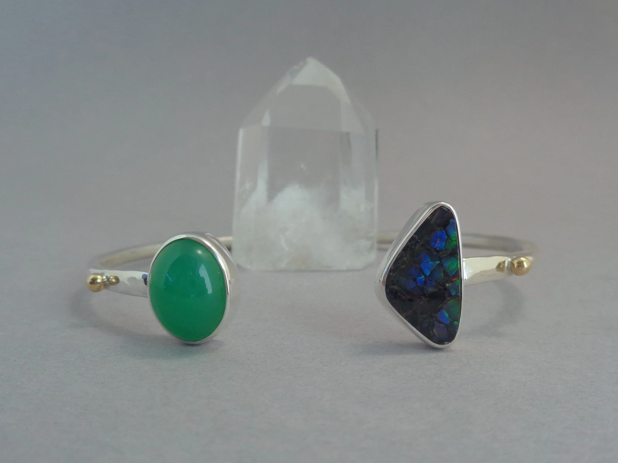 chrysoprase and ammolite cuff x.jpg