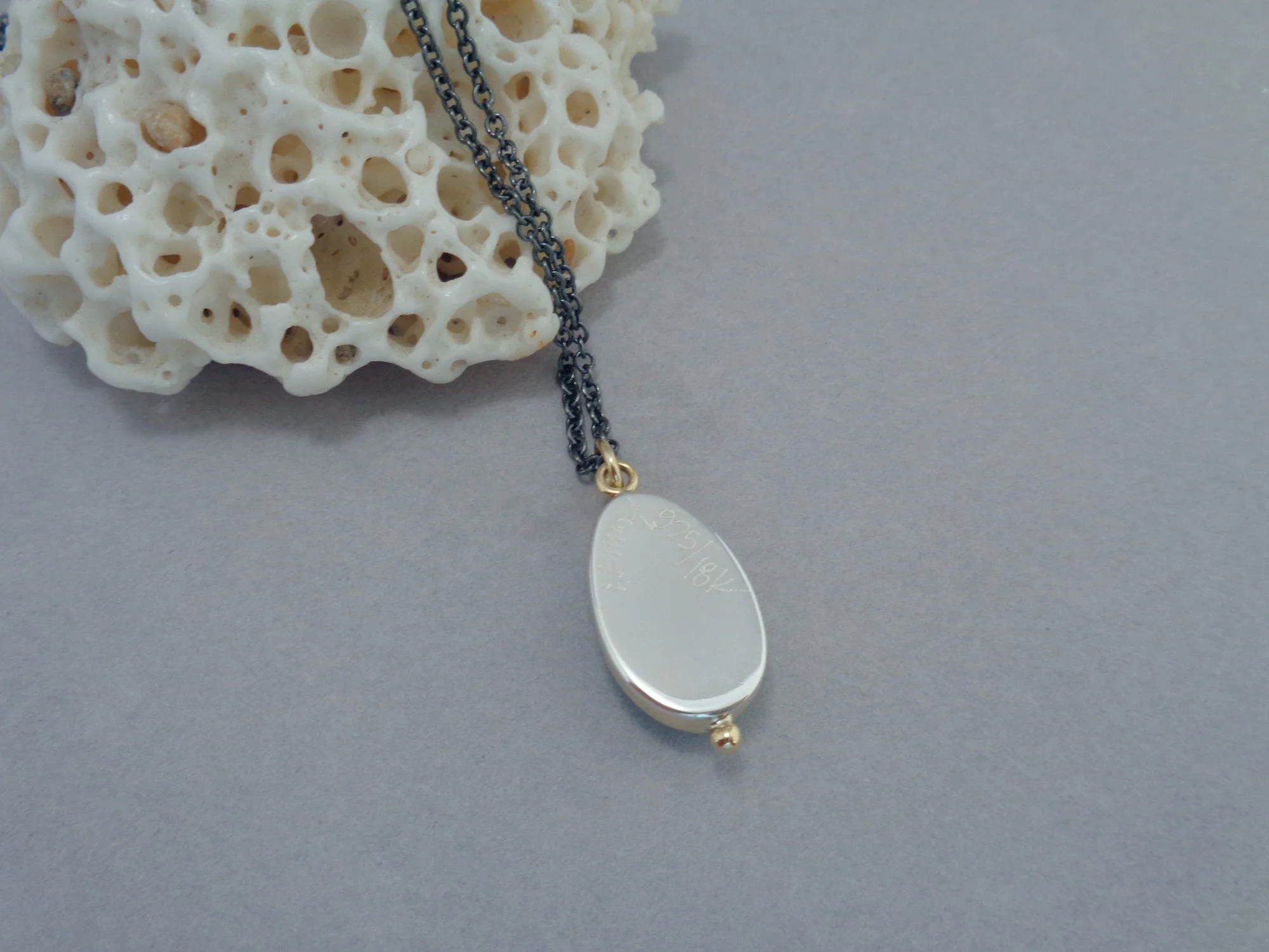 sterling and 18k pendant with turquoise x.jpg