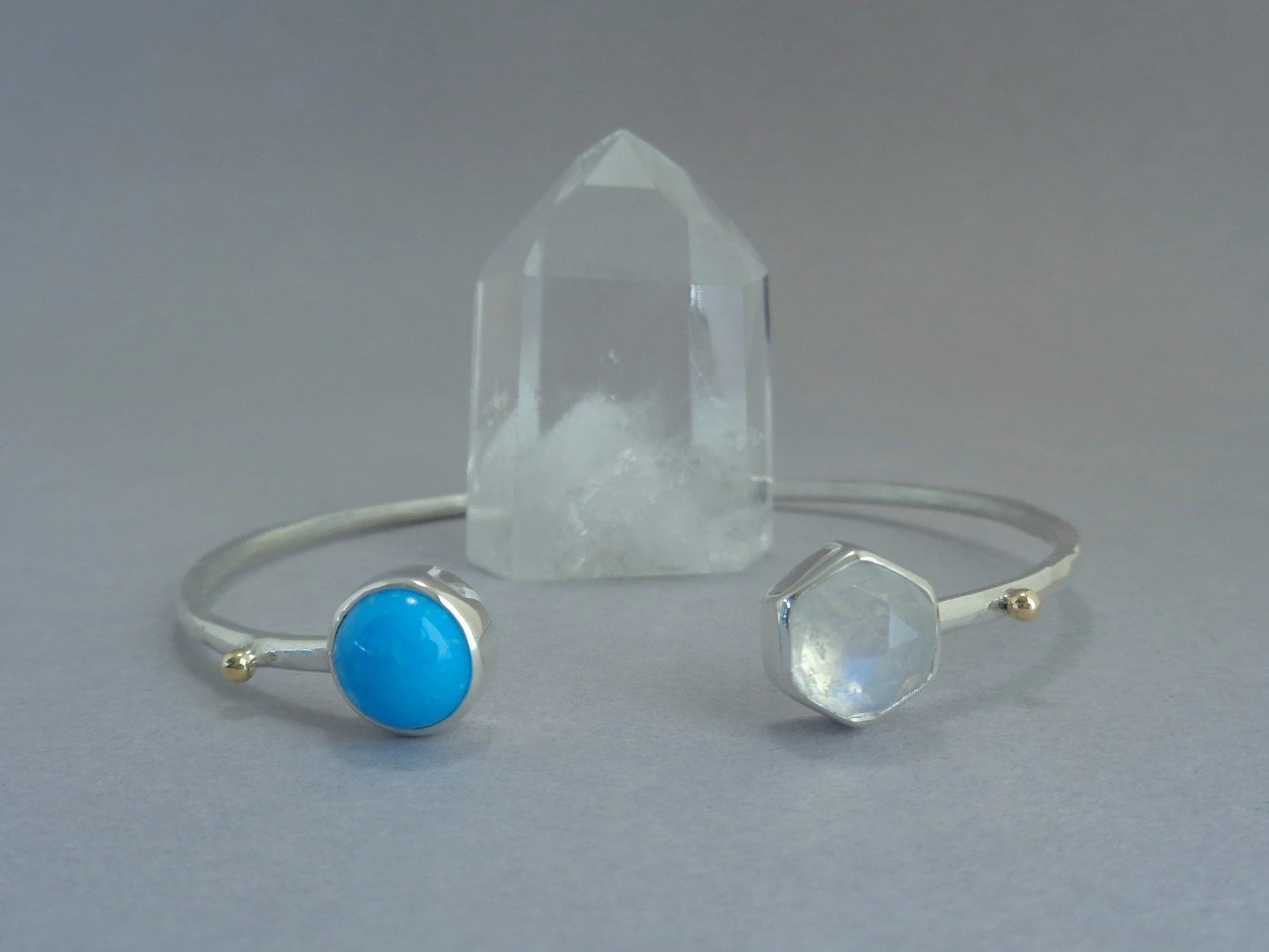 silver bracelet with Sleeping Beauty turq and moonstone x.jpg