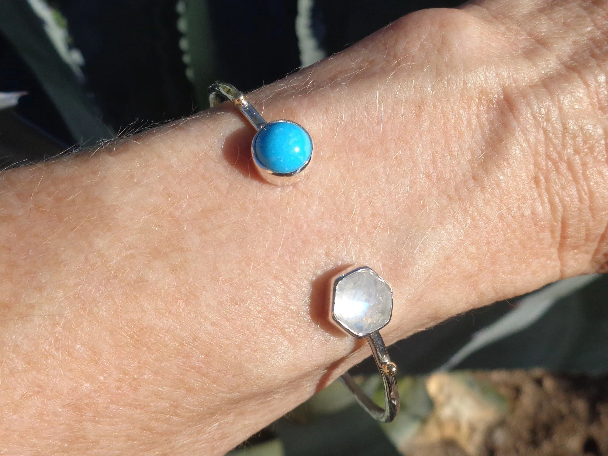 cuff bracelet with turquoise and moonstone x.jpg