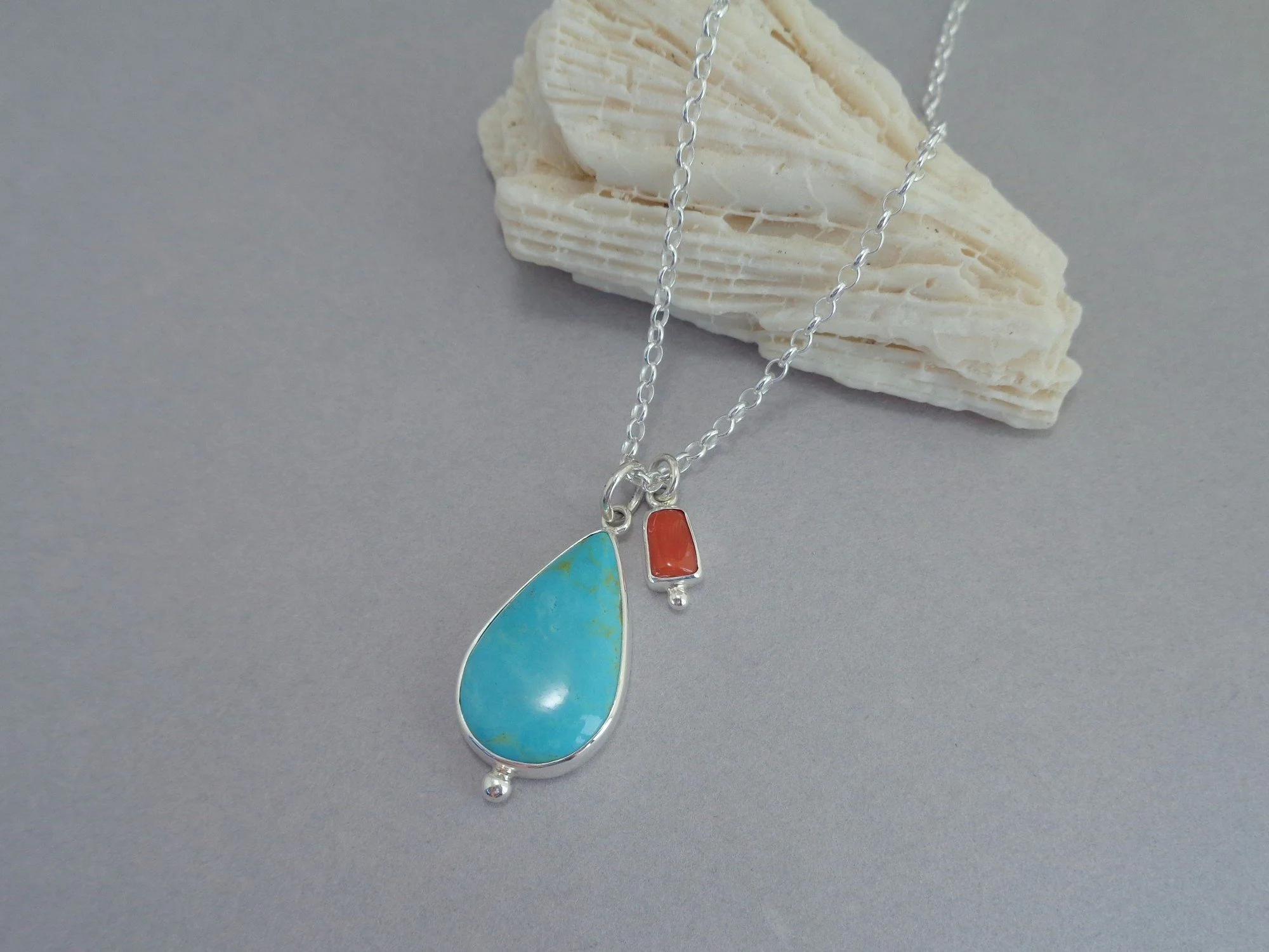 sterling pendant with turquoise and coral x.jpg