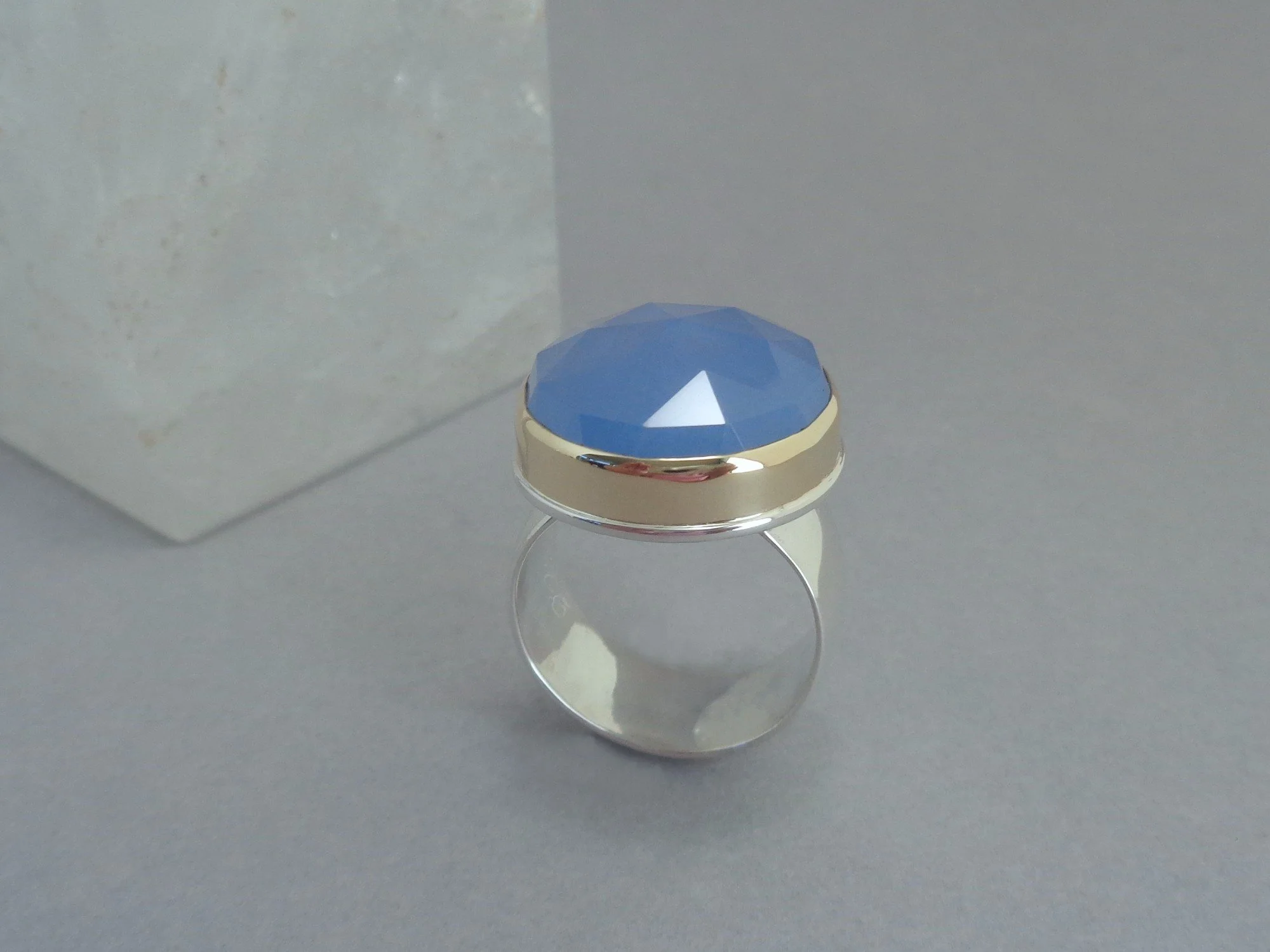 mixed metal ring with blue chalcedony x.jpg