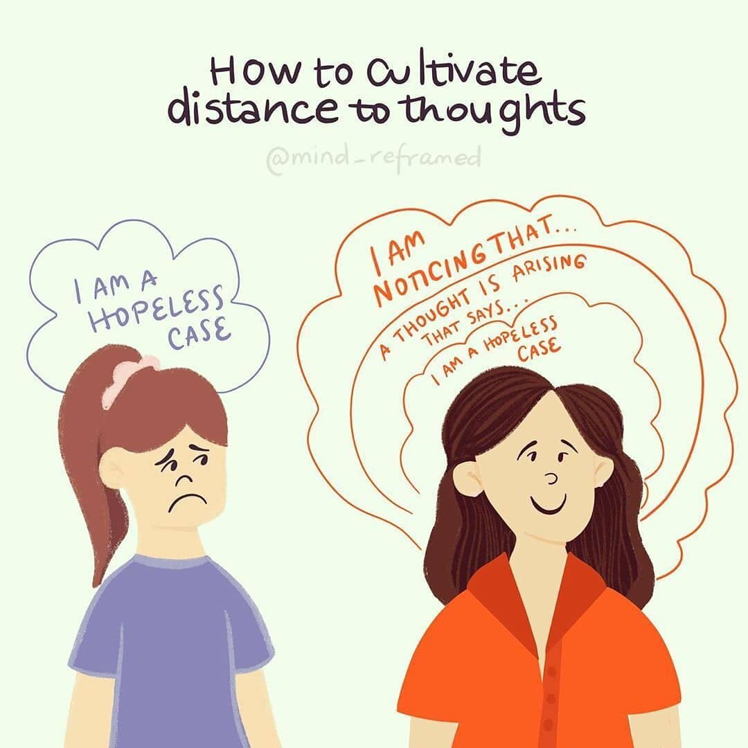 Getting distance from thoughts can be so powerful✨🗯✨ 
This isn't problem solving, it's a technique to give some space and distance to unhelpful thoughts.
I know it seems silly, worthless, or like a bunch of bullshit that NOTICING can shift our emoti