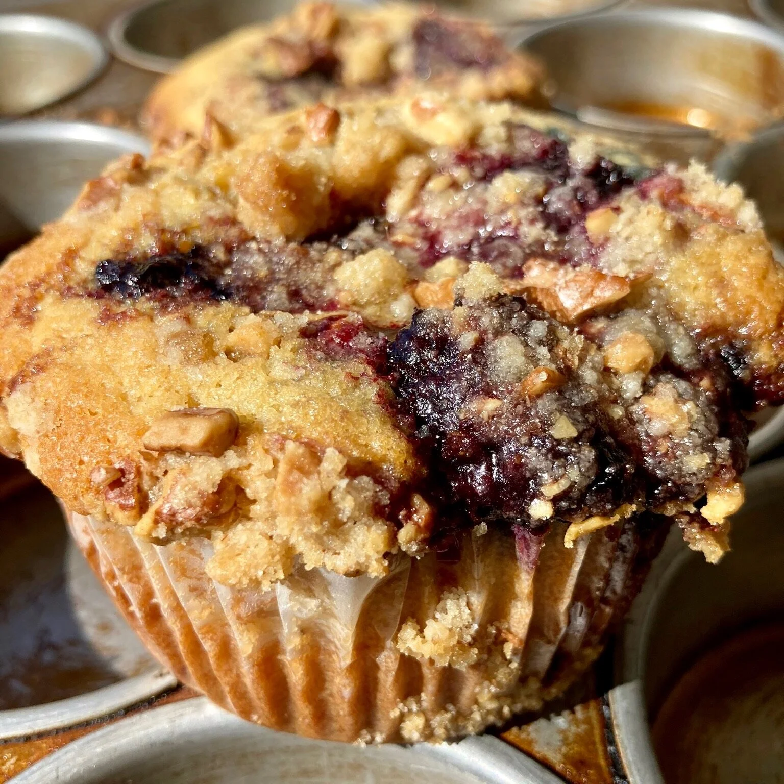 Freshly Milled Kamut Muffin with Jammy Marionberries