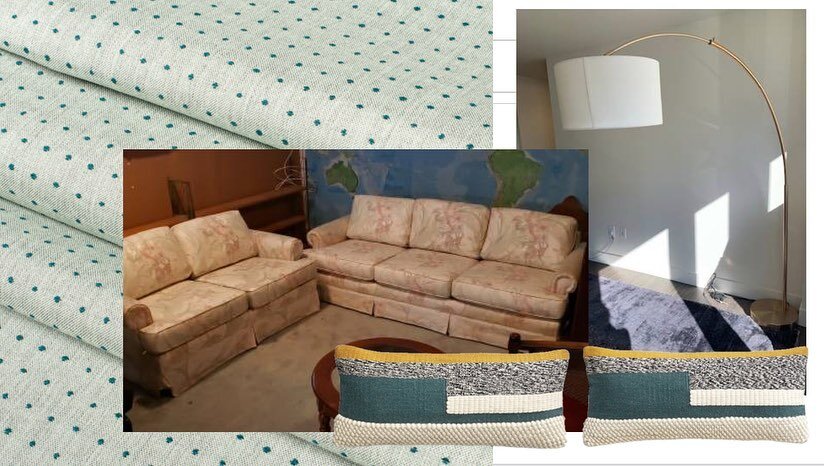 Guys! Take a look at these four mood boards I threw together. Most of the items were found on craigslist and each of the sofas plus the chair you see are f r e e. Free! And I paired them with an upholstery weight fabric that I think would reinvigorat