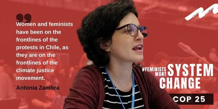 A powerful intervention was given on the opening plenary of COP25 by Antonia Zambra from Chile. Antonia shared a powerful message of the Women and Gender Constituency at this year's COP: “Feminists want system change”. You can find the ful…