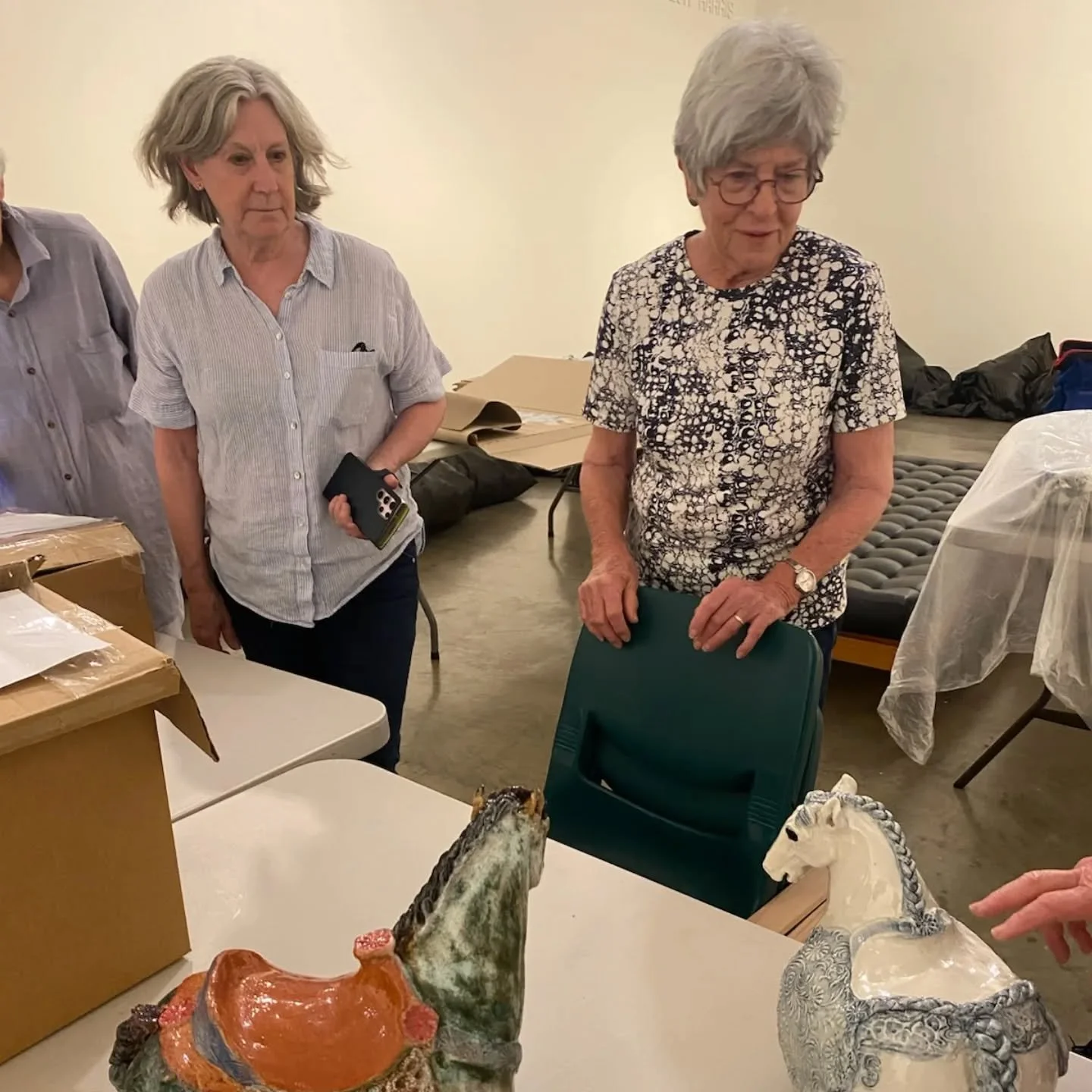 Some of the sculptures we unpacked yesterday by Suzanne Fraser.