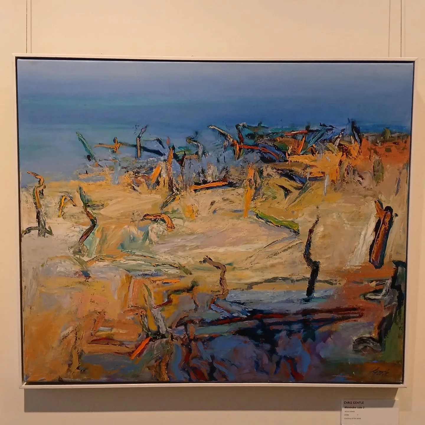 Chris Gentle's painting Menindee Lake 2, oil on canvas is still available at the Packsaddle Art Exhibition @ NERAM, until 9th November.