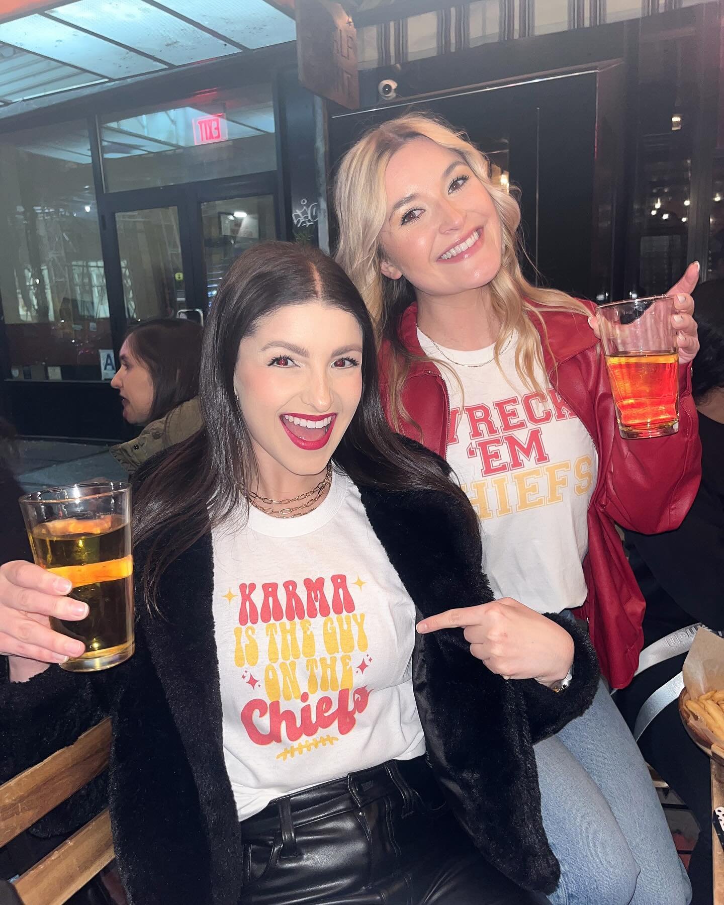 Karma IS the guy on the Chiefs 🤩❤️💛
&bull;
Also, check out the custom shirts @madds.bryan made us for the big game !!