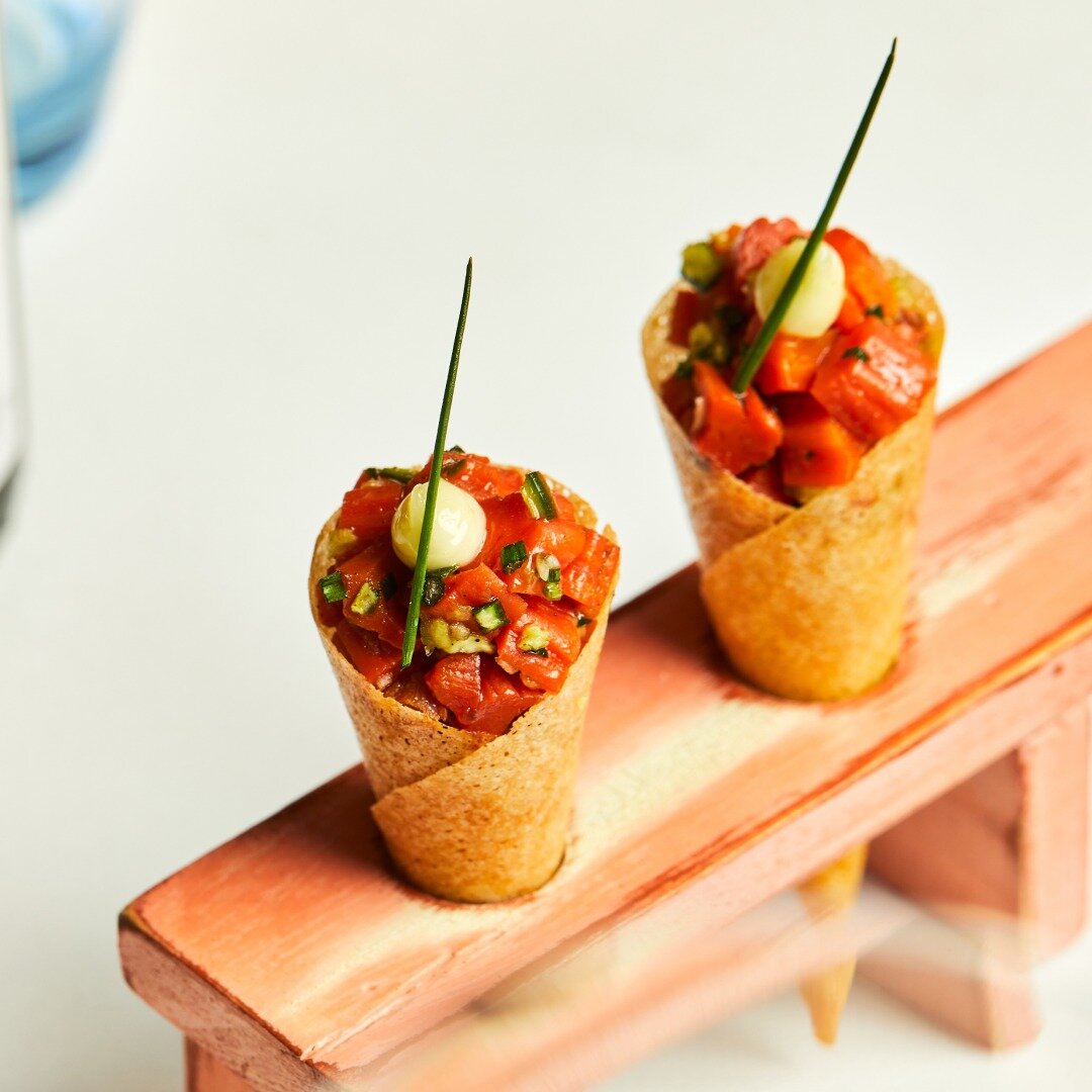 Cornettes are one of the many reasons you need to visit us on Bourke Street. So delicately crafted that they are only ever available for dining in.

Plant-based carrot pictured, accompanying our Ocean Trout Cornettes on the current Pinchy's Champagne