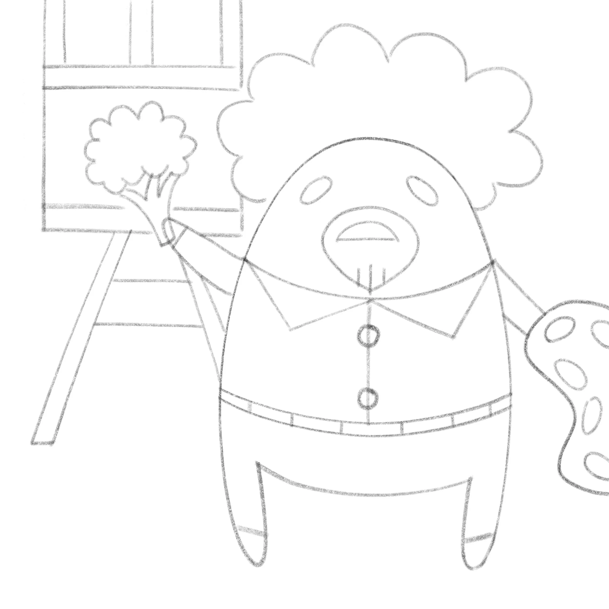 Gudetama Broccoli Ross Line Art