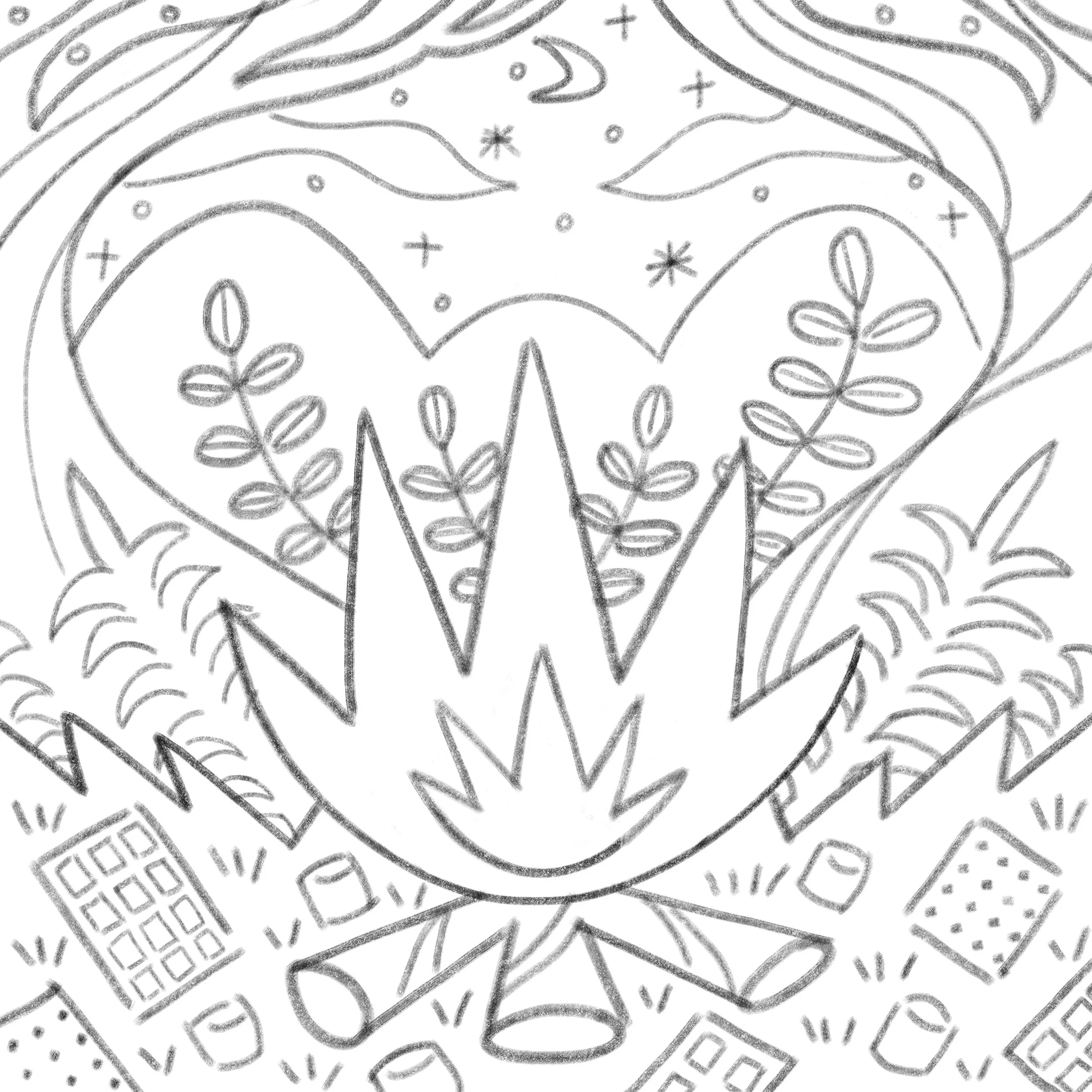 S'mores Oat Creamer Background Line Art