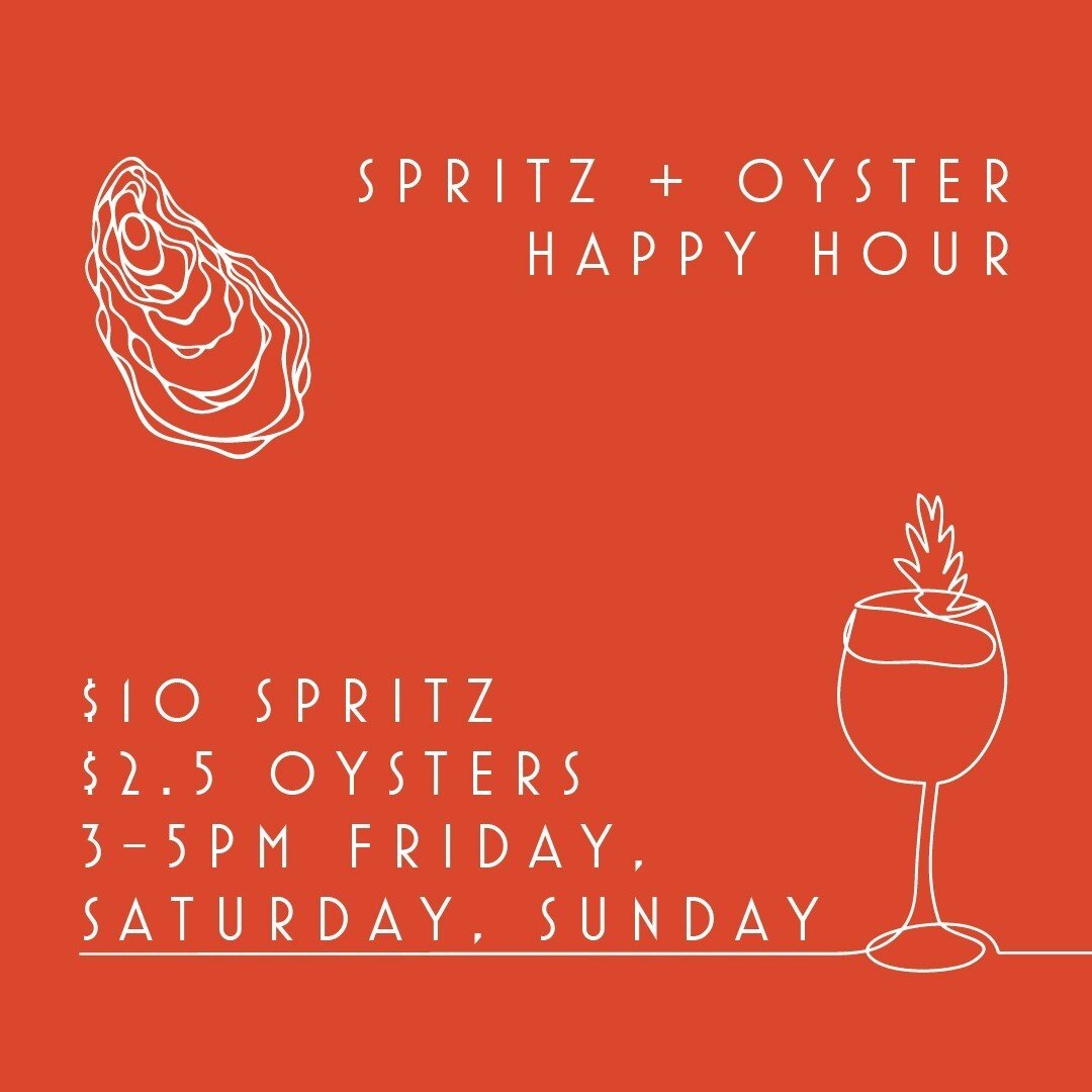 Aw shucks! It&rsquo;s been such a pleasure to have you all back in the restaurant ☺️ to celebrate these stunning summer vibes, Spritz + Oyster Happy Hour is back!⁠
.⁠
$10 Aperol spritz, and $2.50 oysters every Friday, Saturday, and Sunday from 3-5pm.