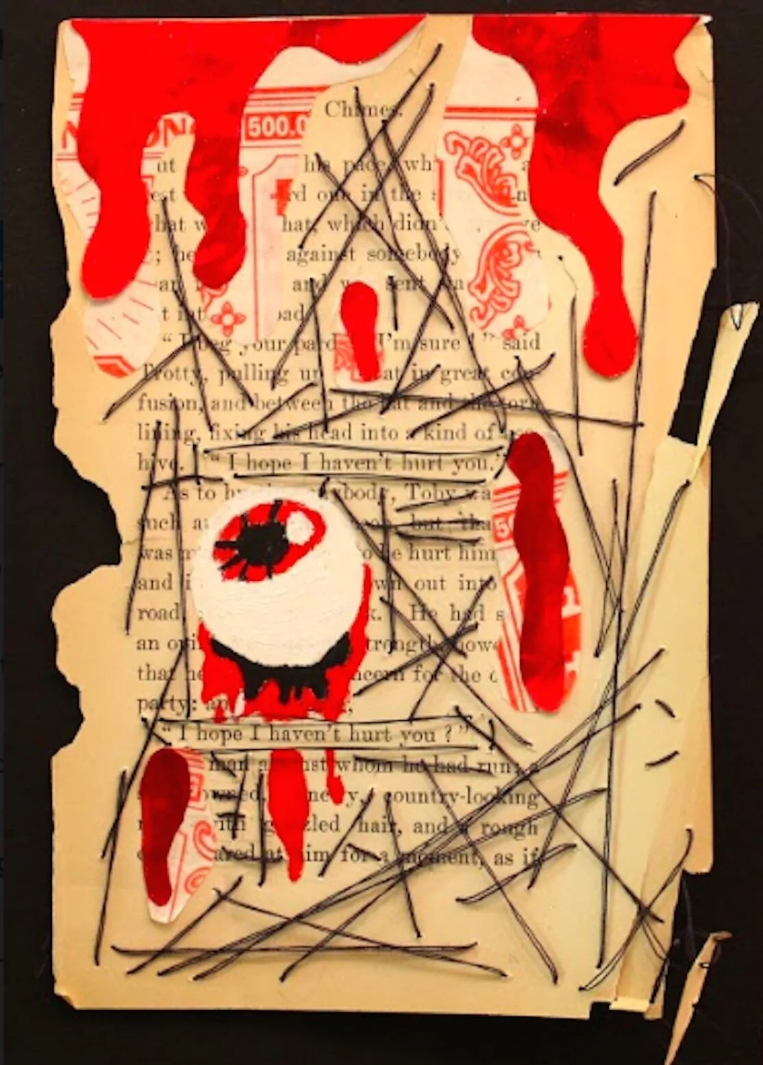 Media: Thread, Acrylic Paint, Collage