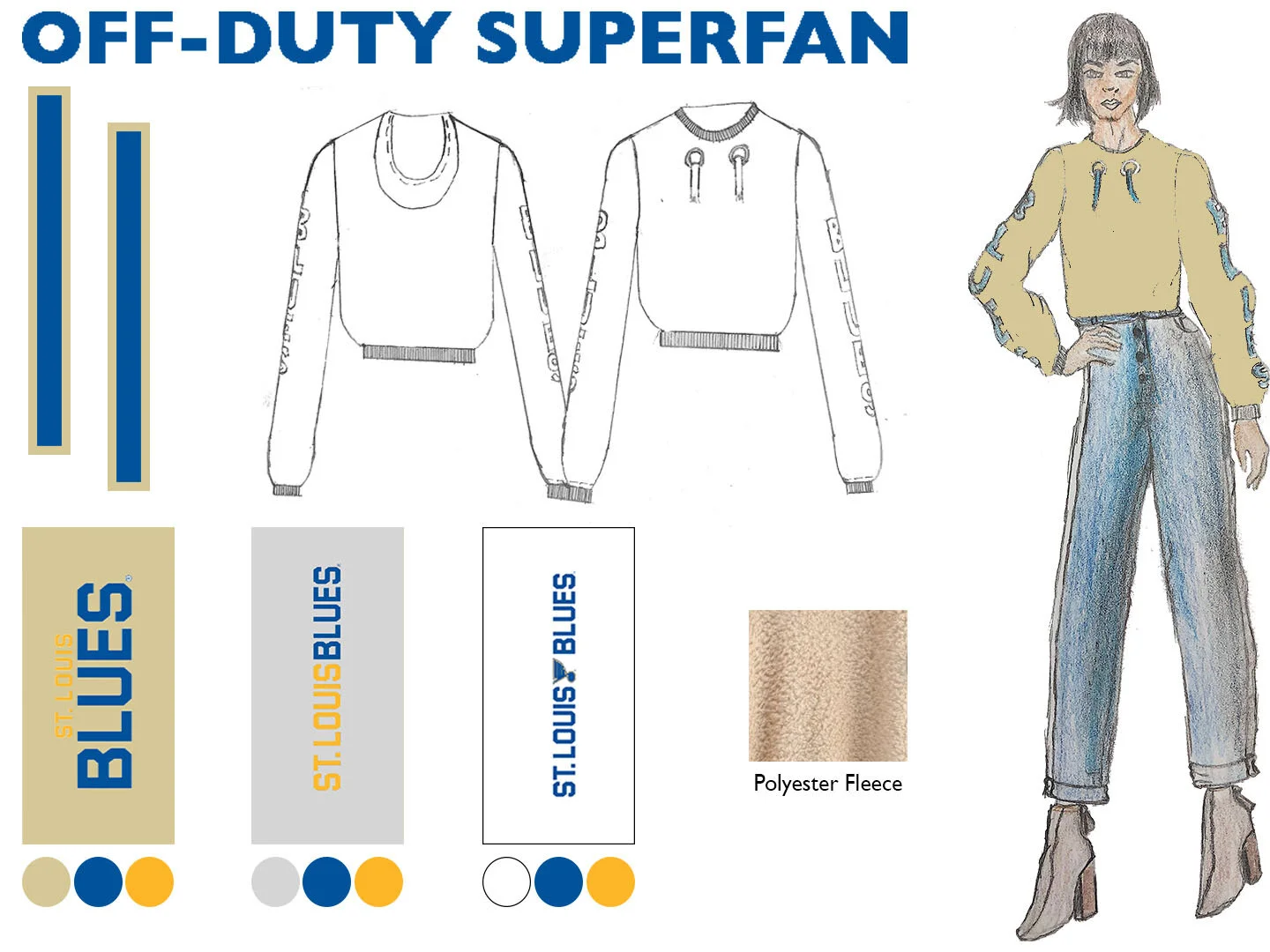 Mood Board for an additional sweatshirt for the St. Louis Blues apparel collection