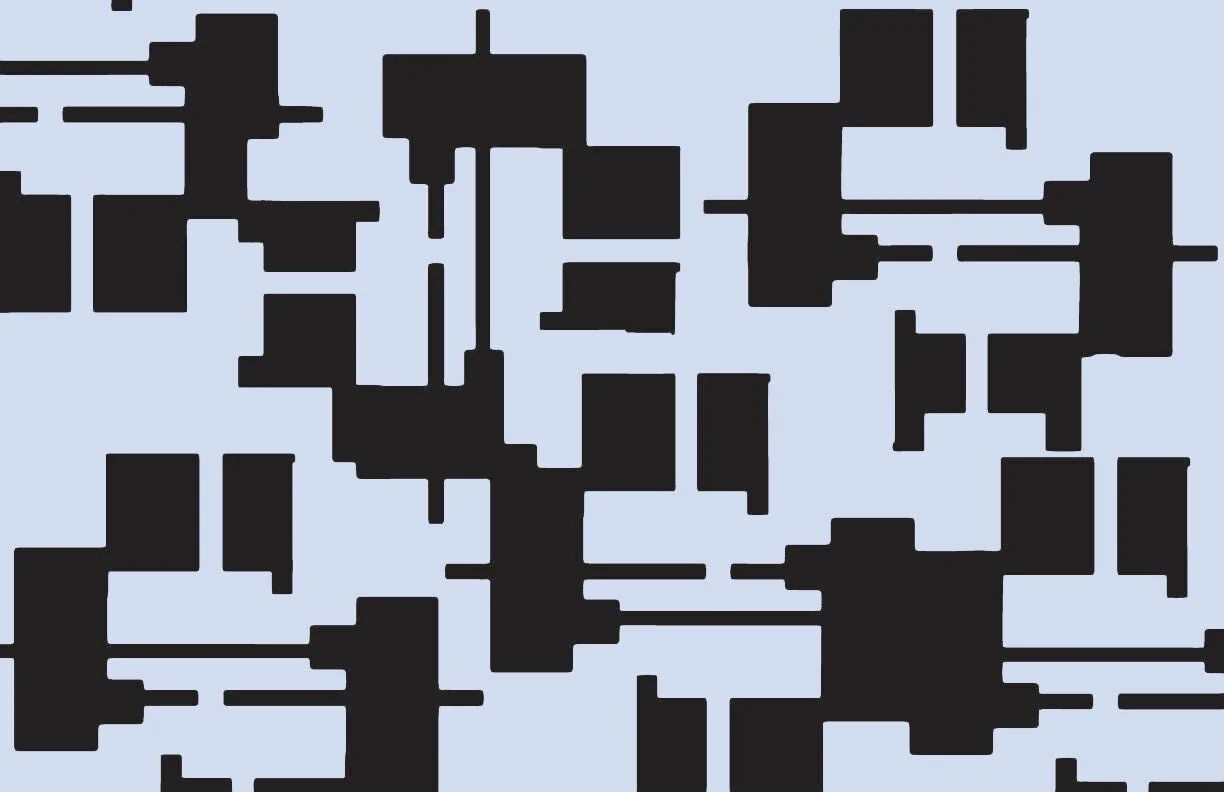 Black and Blue Rectangle Pattern inspired by trees