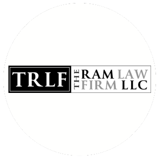 Logo for The Ram Law Firm LLC with the initials TRLF in a black box on a white background.