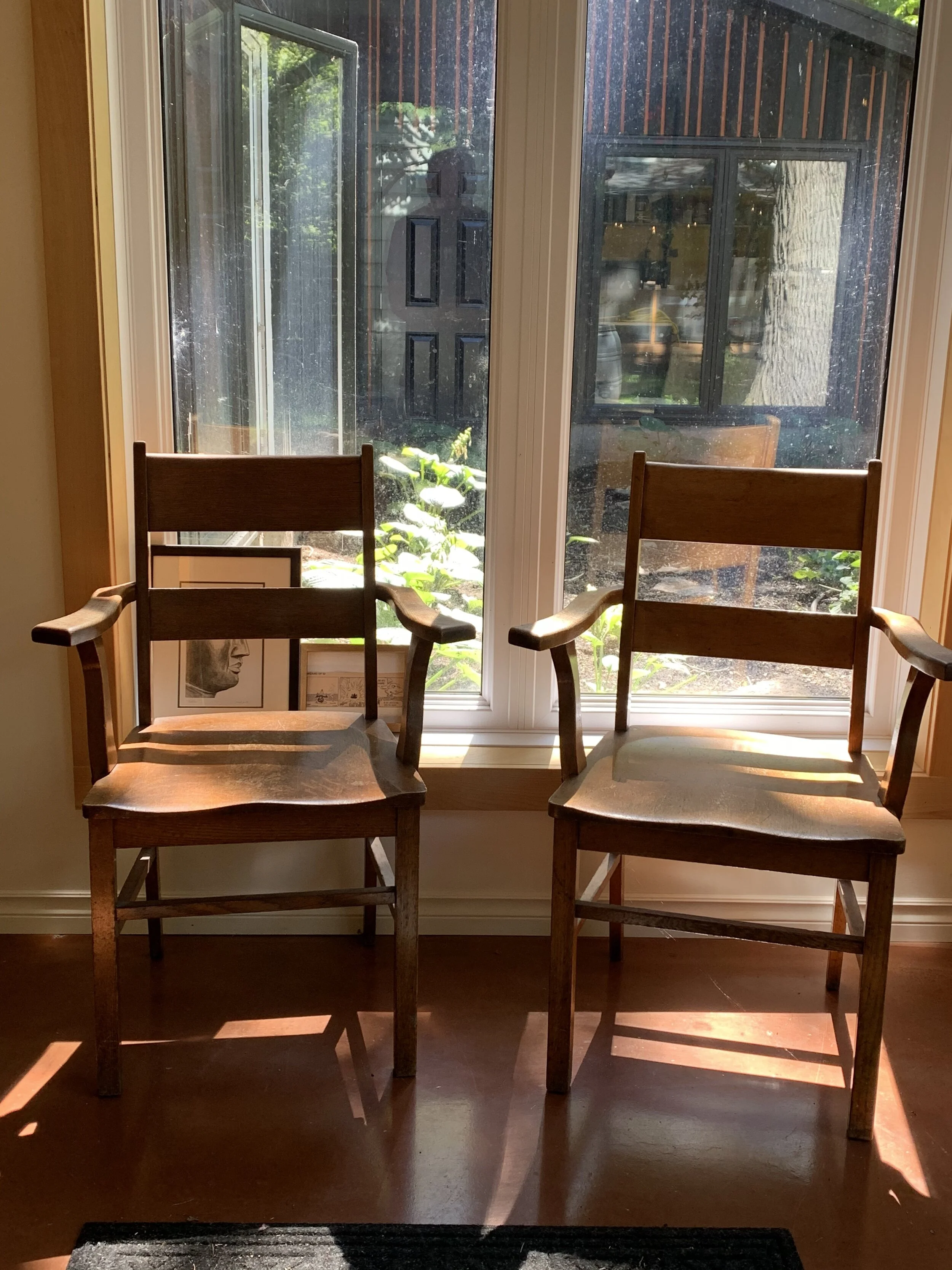 two chairs in building
