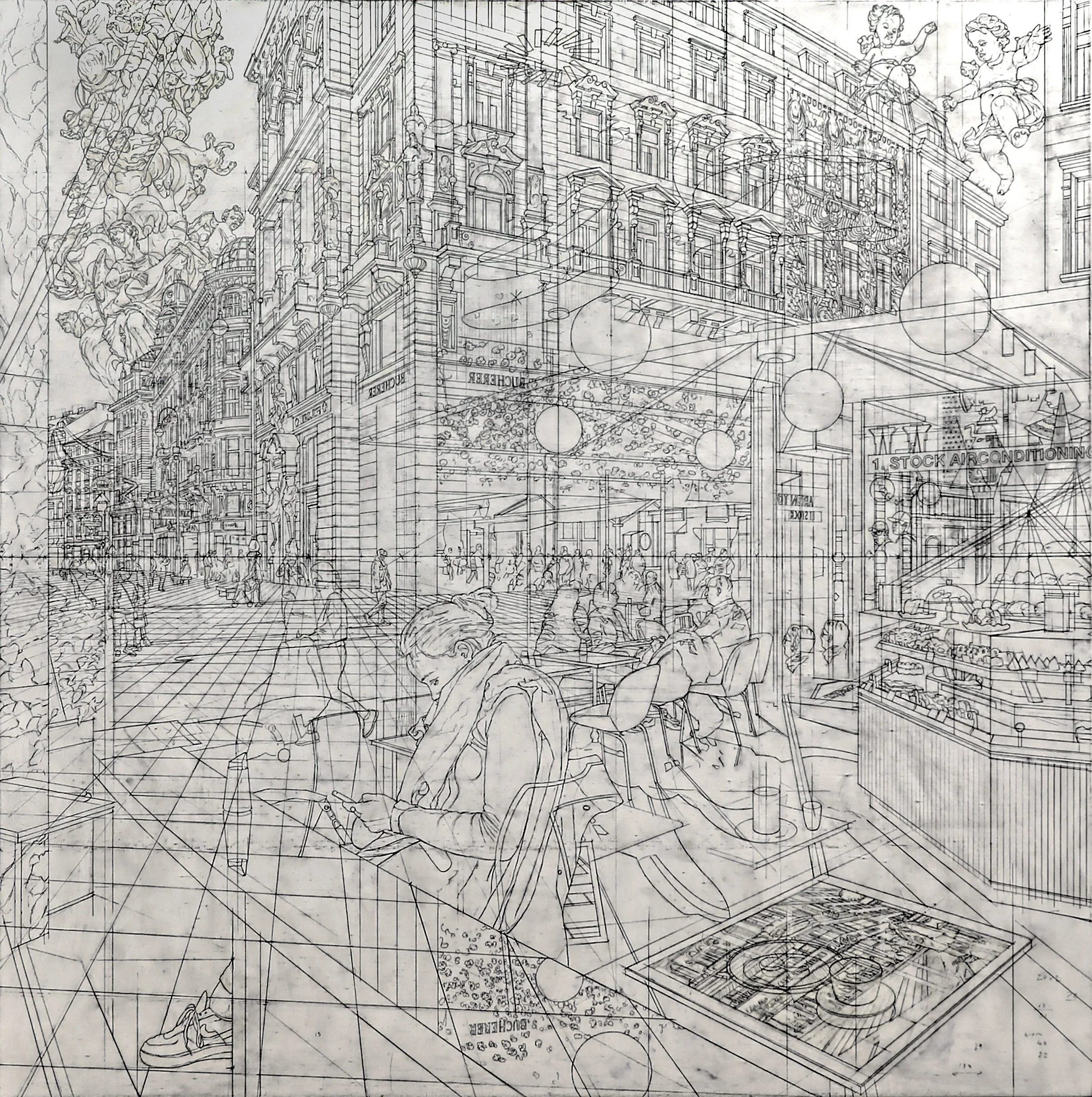  Little Viennese Scrapbook | Pencil on Canvas | 134 × 134 CMS 